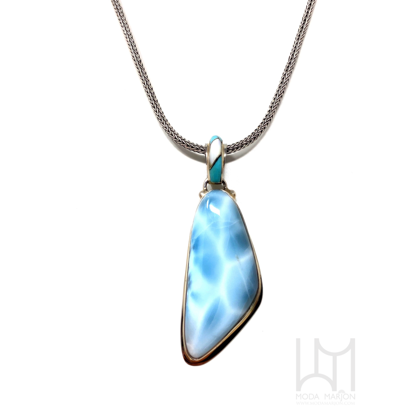 Inlay-Drop Larimar Pendant