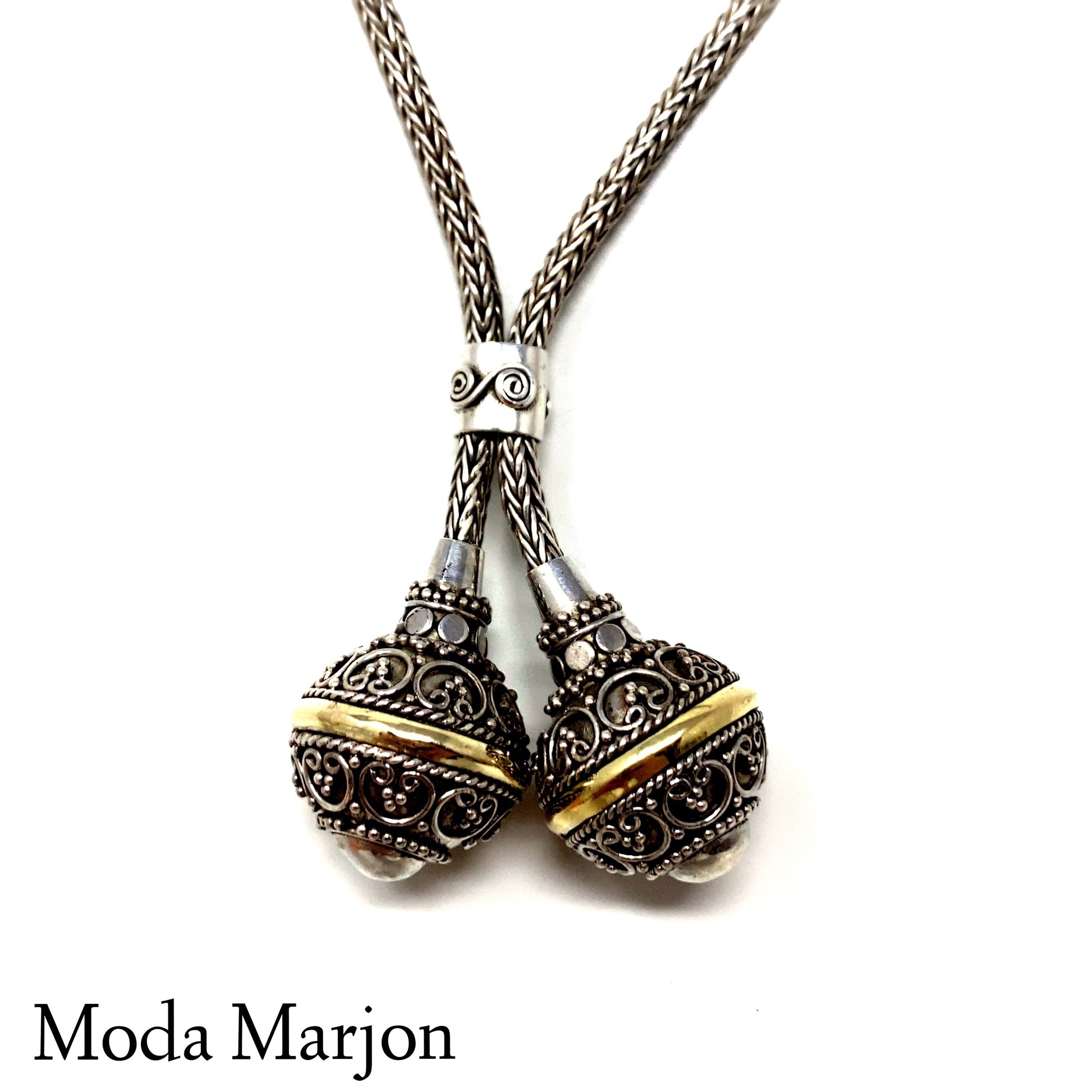 Mix-Metal Lariat Necklace - Moda Marjon 