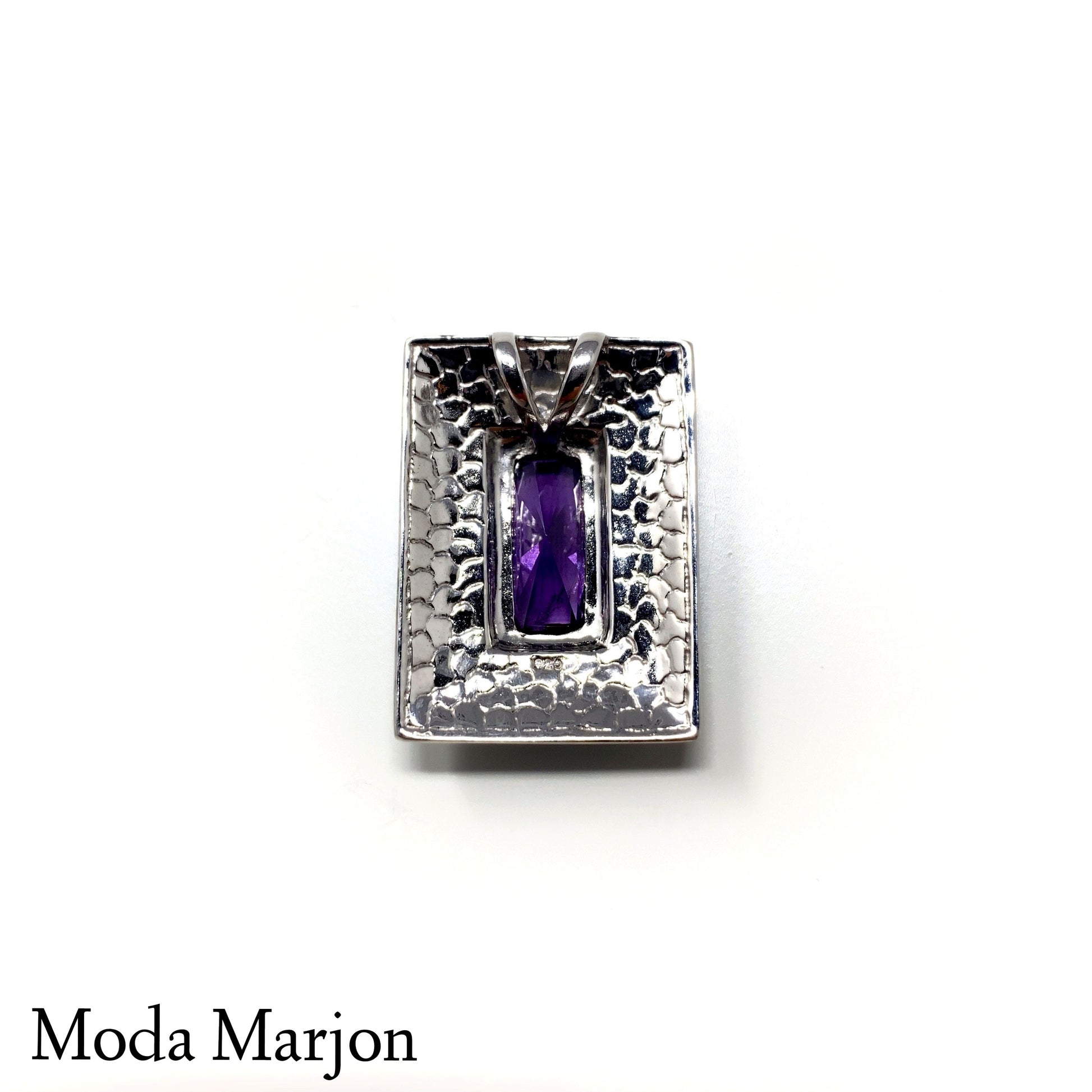 Mosaic Inlay Amethyst Pendant - Moda Marjon 