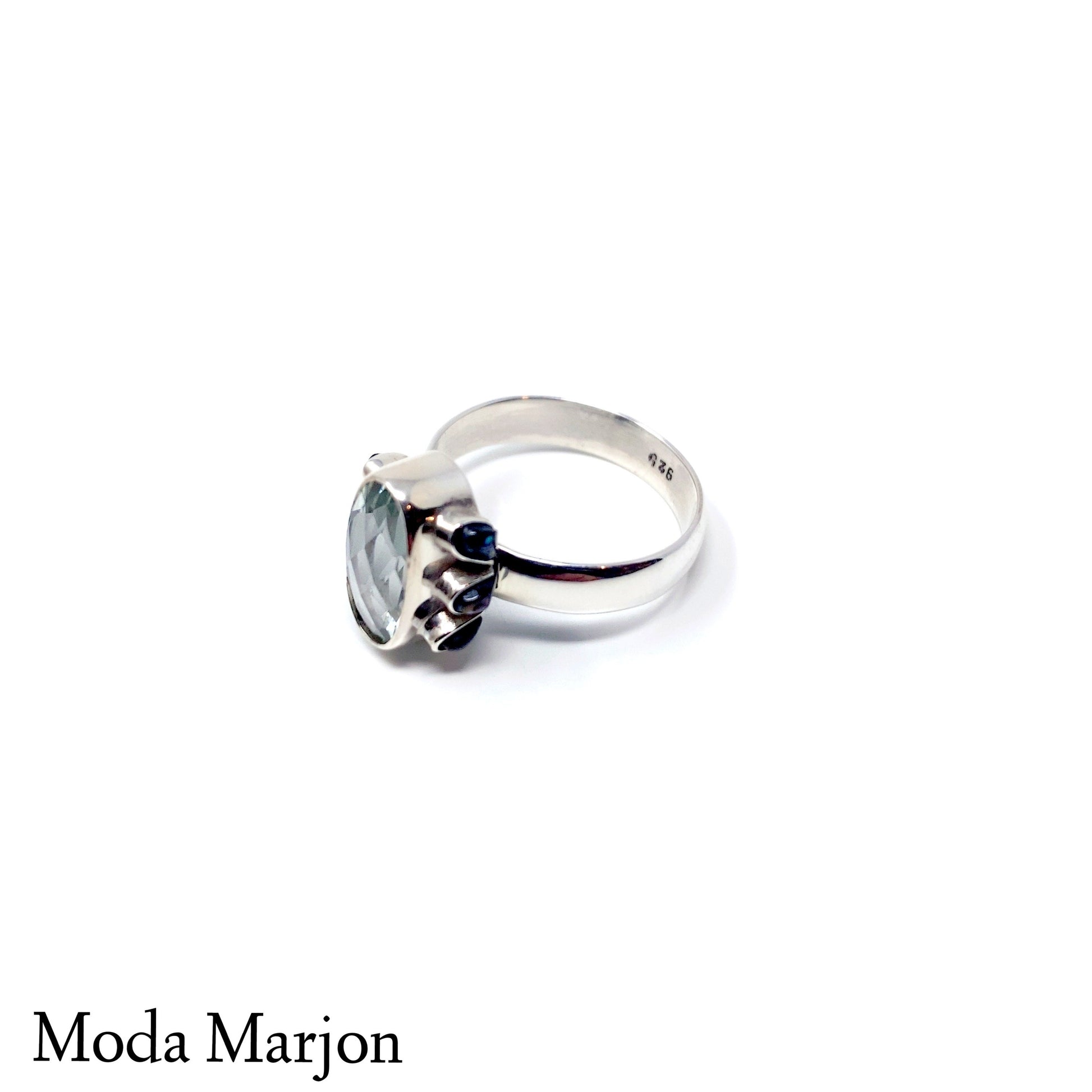 Faceted Green Amethyst Ring - Moda Marjon 