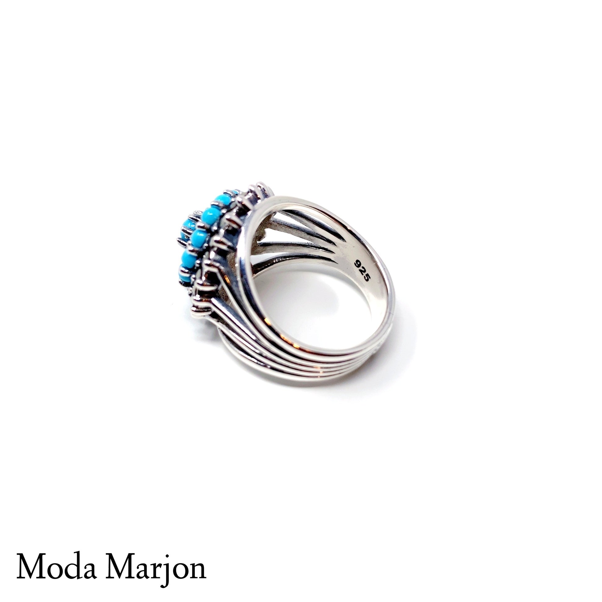 Turquoise And Marcasite Ring - Moda Marjon 