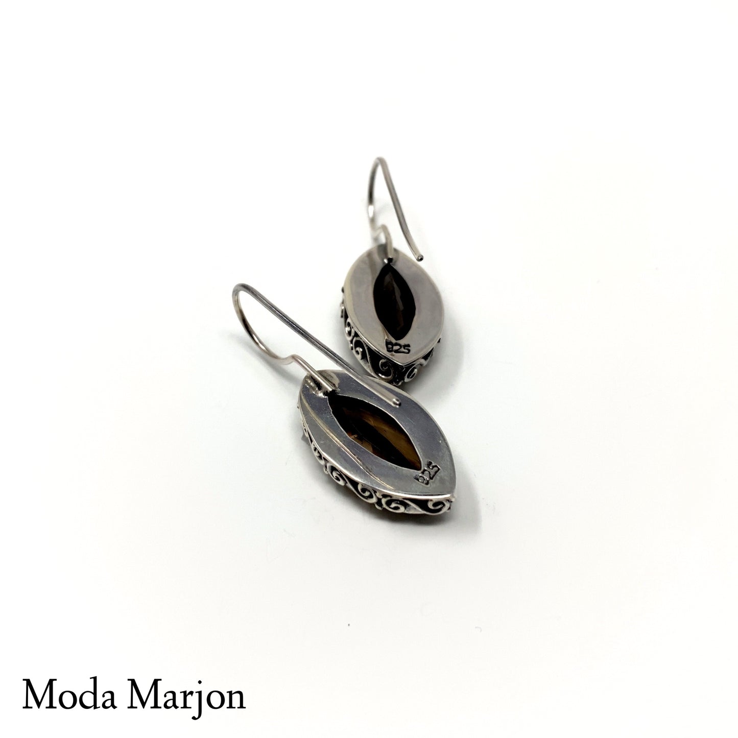 Marquise Cut Smokey Quartz Earrings - Moda Marjon 