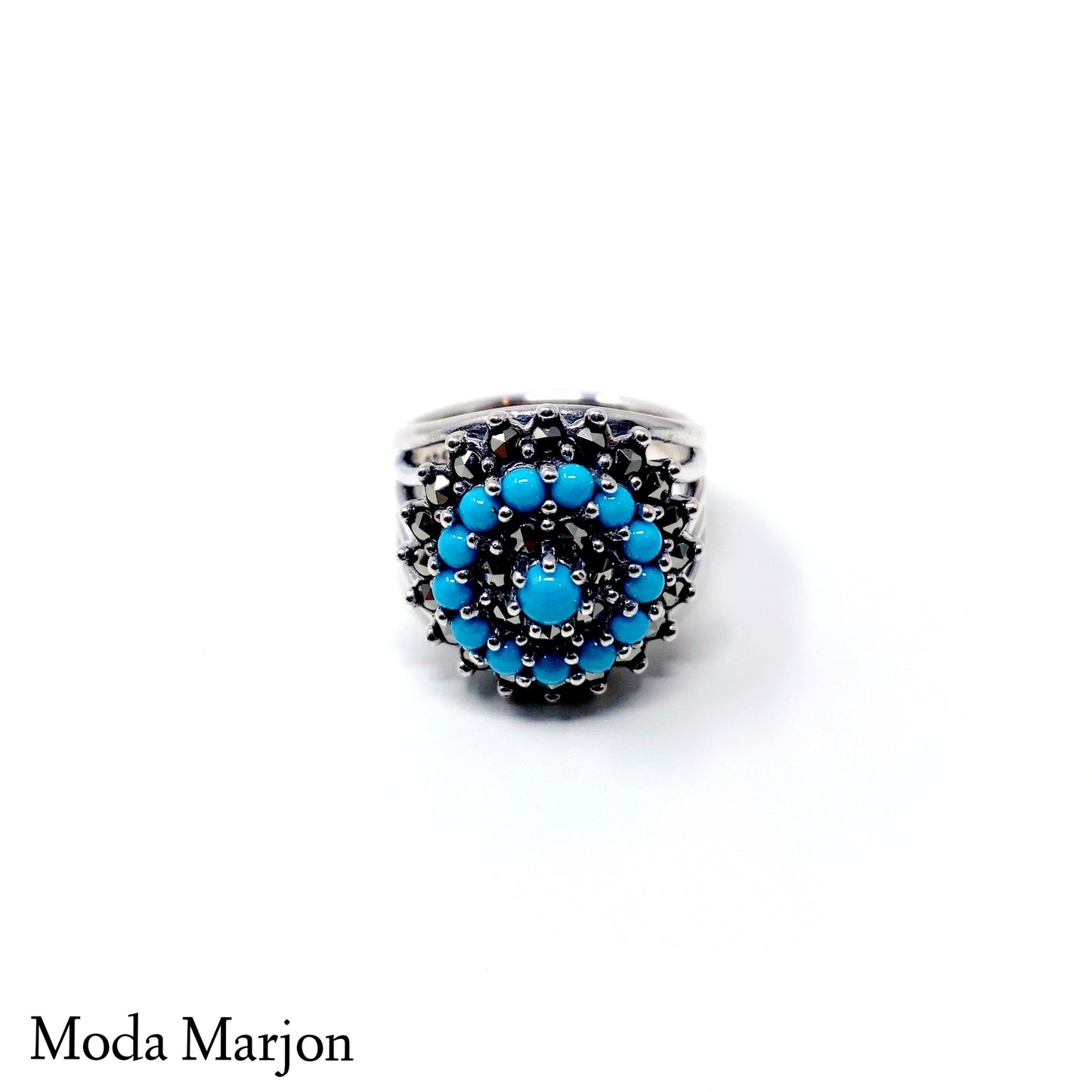 Turquoise And Marcasite Ring - Moda Marjon 