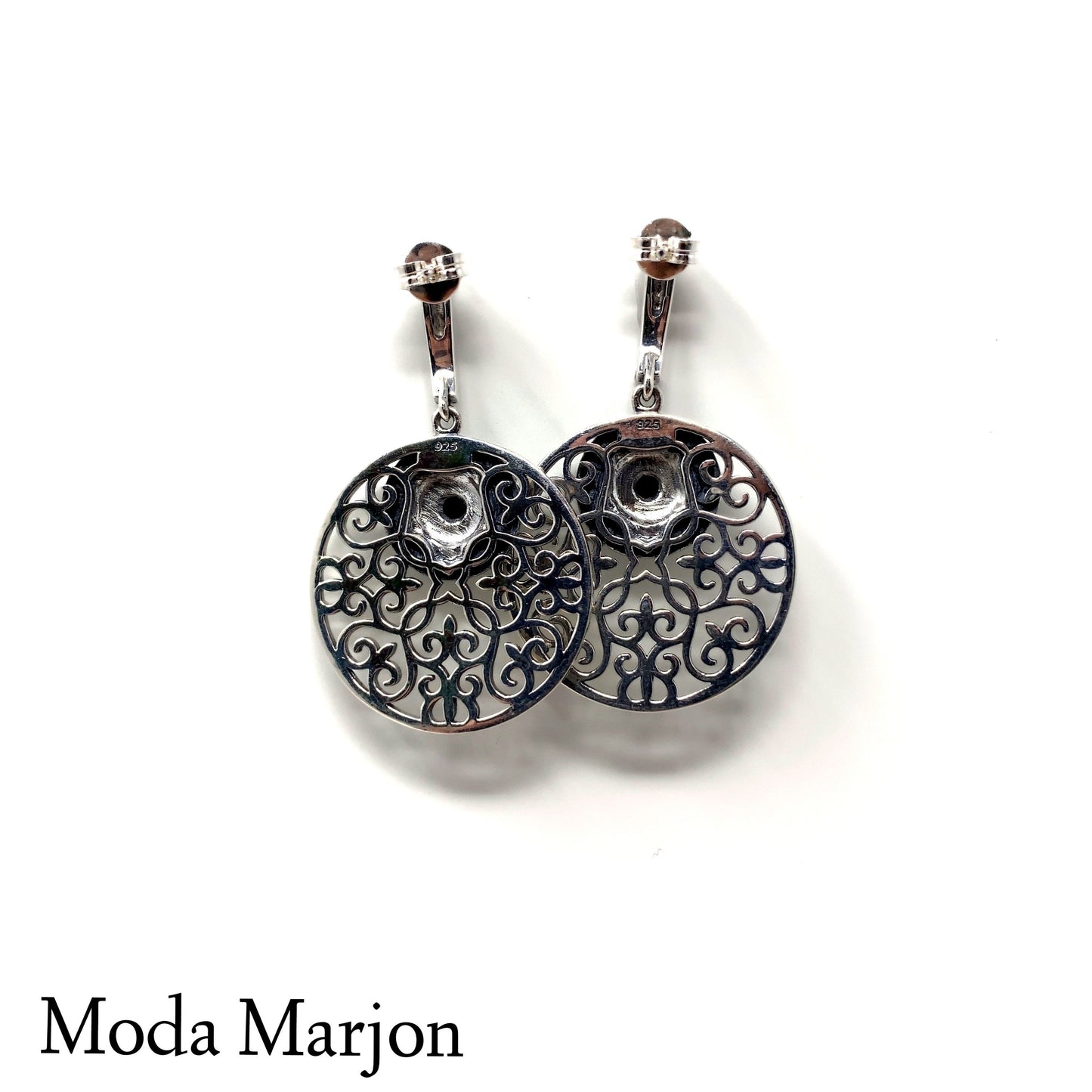 Moda Marjon black onyx and marcasite drop earrings - Moda Marjon 
