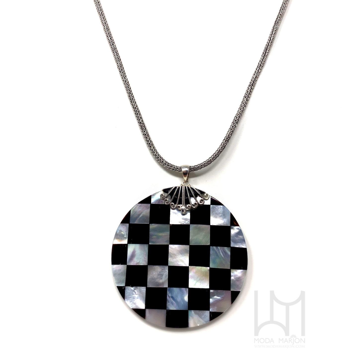 Checkered Onyx/ Mother of Pearl Pendant