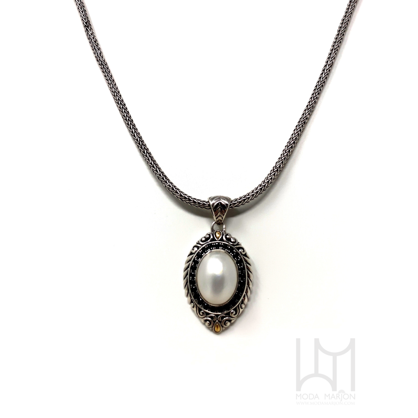 Mix Metal Mabe and Black Spinel Pendant