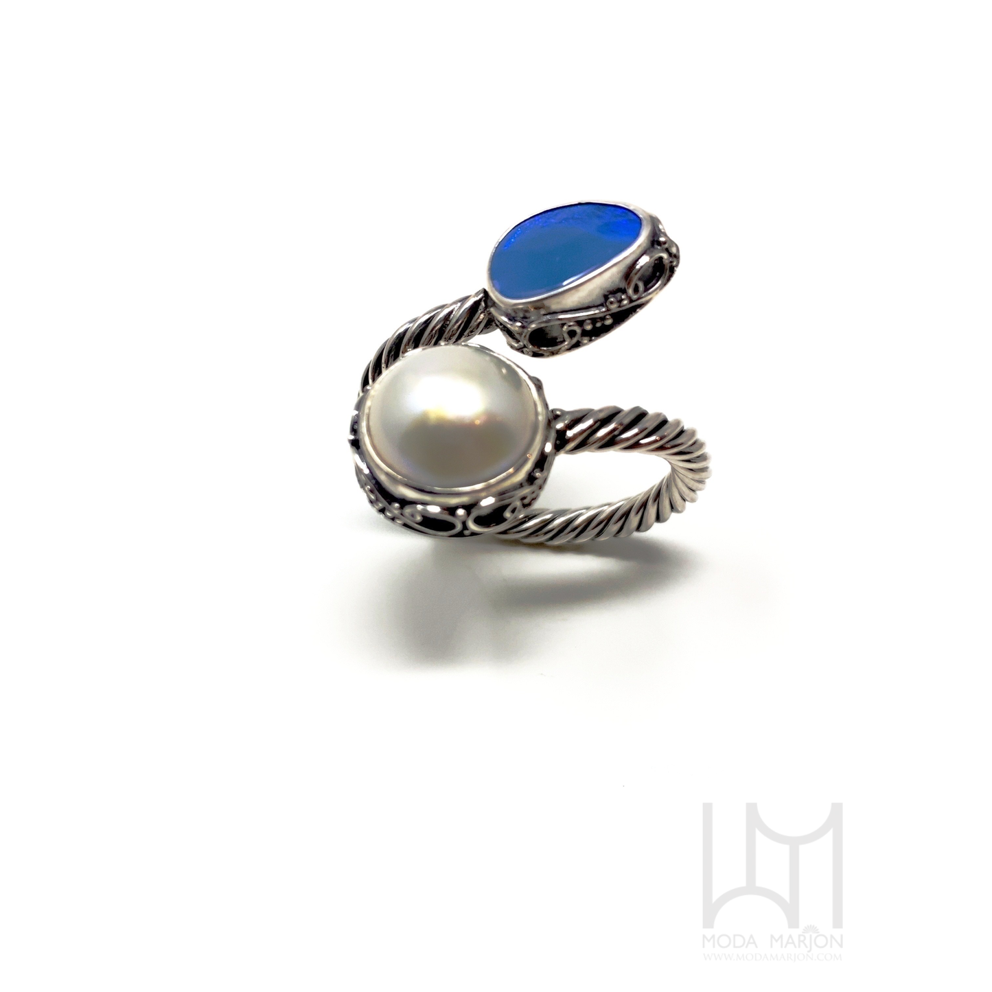 Bypass Cable Pearl And Opal Ring