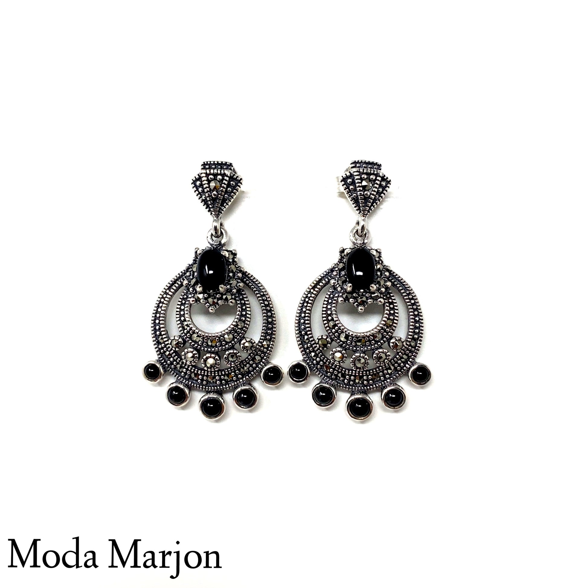 Moda Marjon black onyx drop Earrings - Moda Marjon 