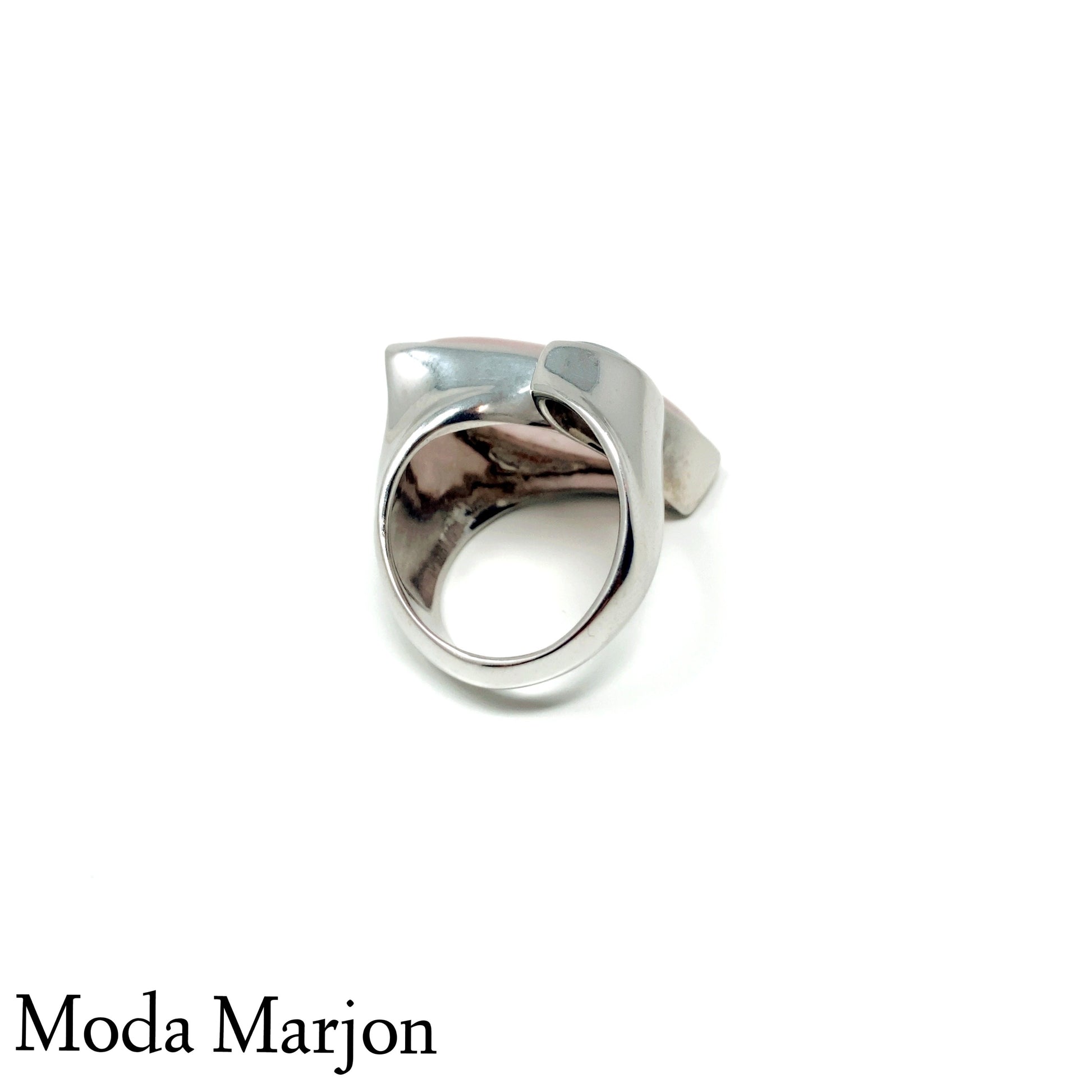 Inlay Rose Quartz And BlueLace Agate Ring - Moda Marjon 