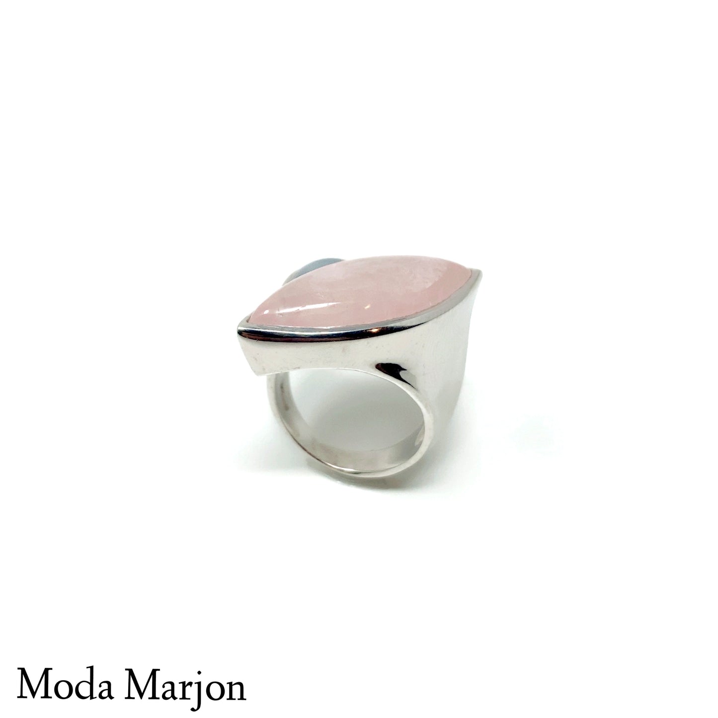 Inlay Rose Quartz And BlueLace Agate Ring - Moda Marjon 