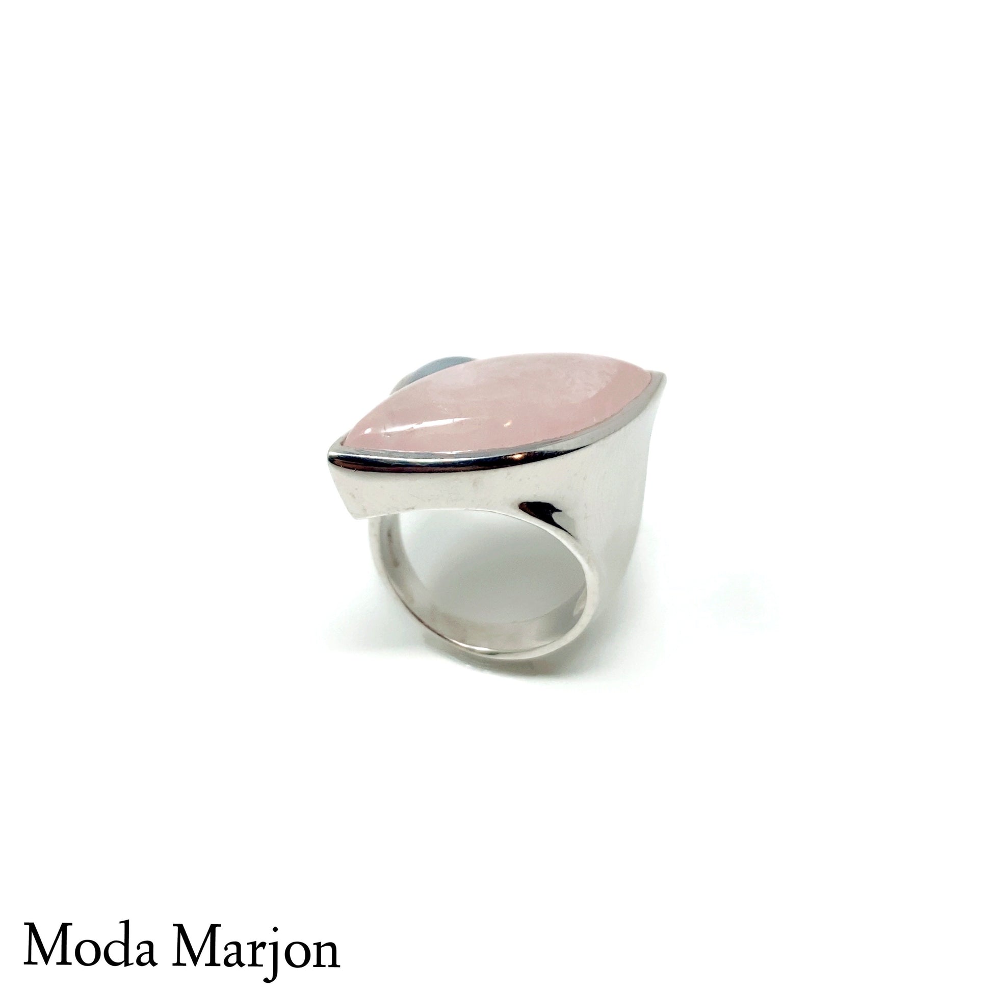 Inlay Rose Quartz And BlueLace Agate Ring - Moda Marjon 