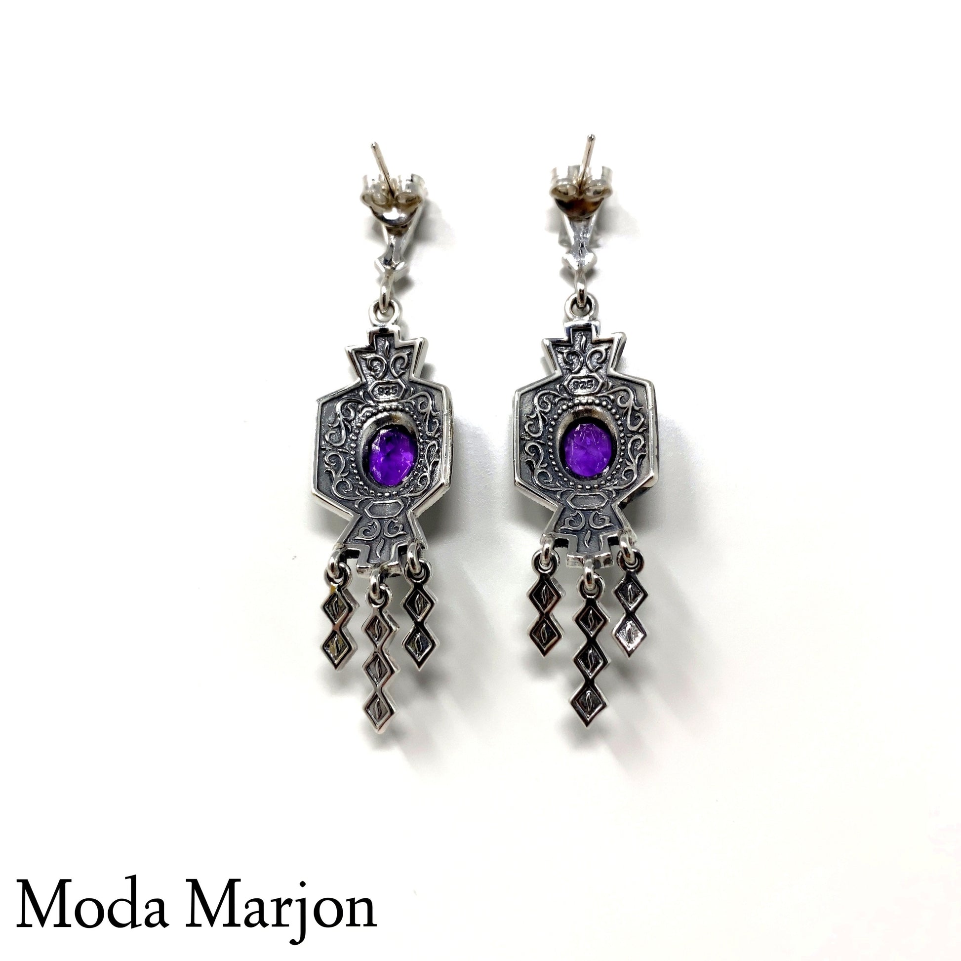 Moda Marjon Chandelier Amethyst drop earrings - Moda Marjon 