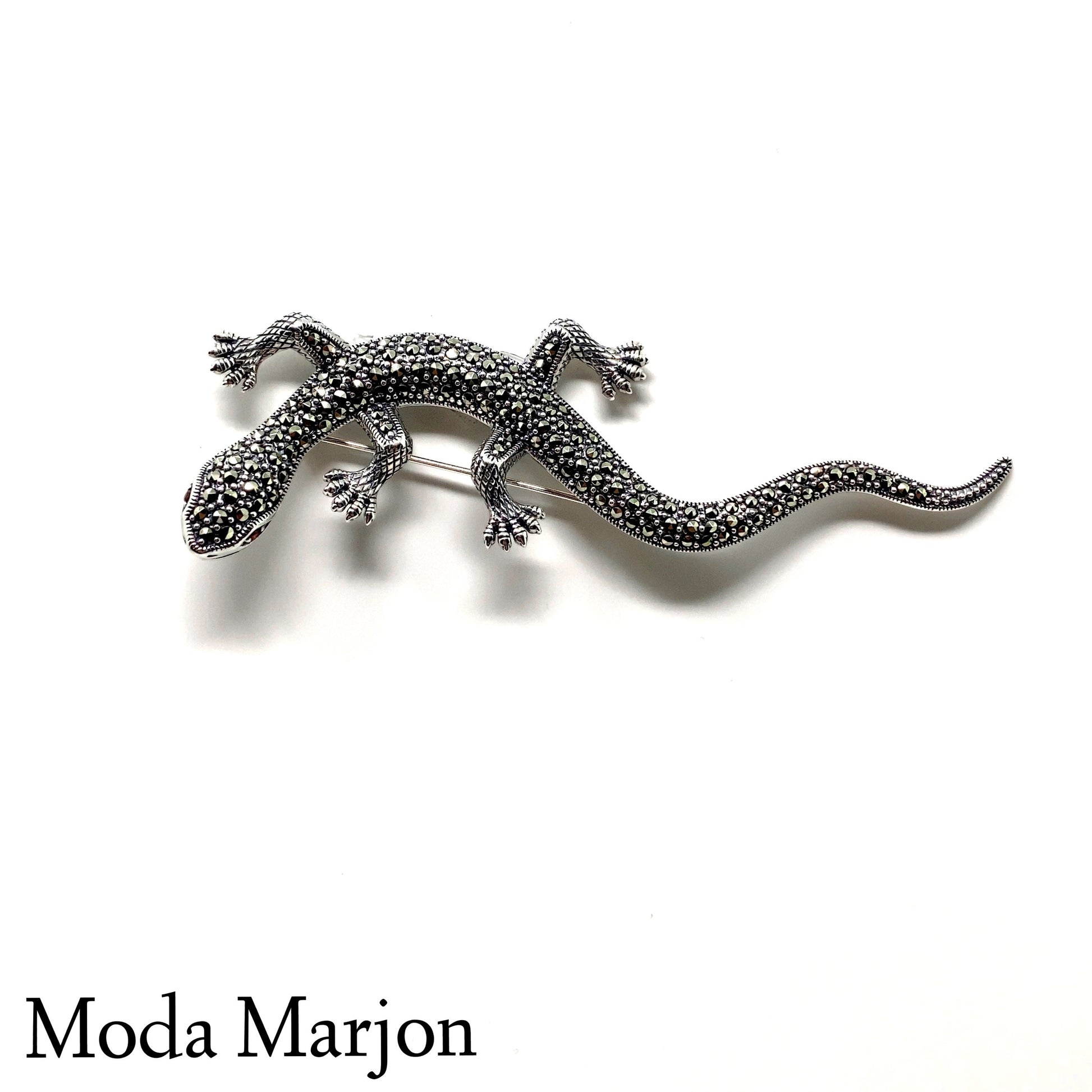Marcasite Gecko Brooch / Pendant - Moda Marjon 
