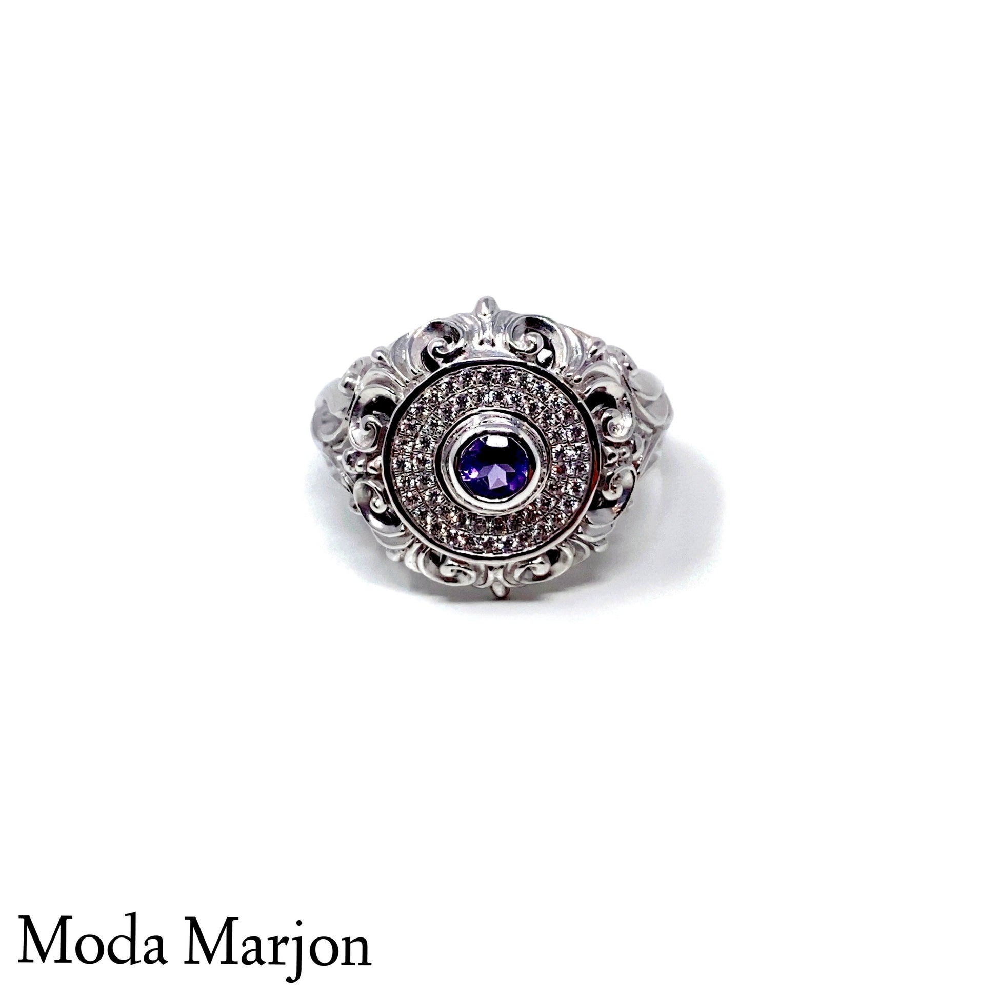 Pave Scroll Vintage Ring - Moda Marjon 