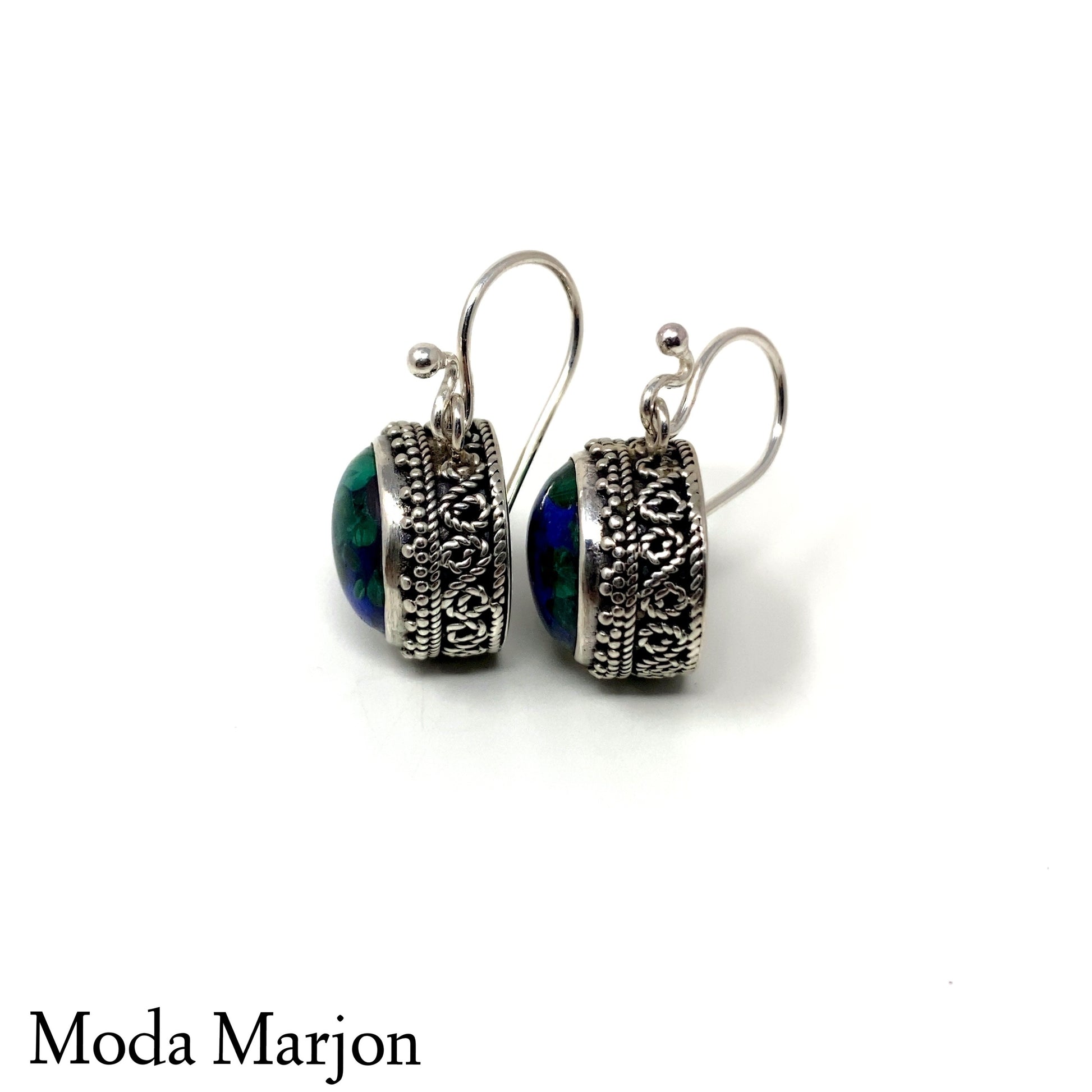 Azurite Filigree Drop Earrings - Moda Marjon 