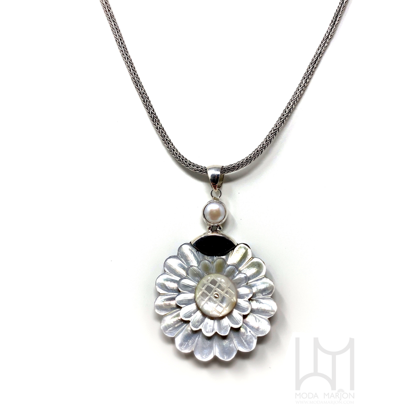 Mother Of Pearl Carved flower Pendant