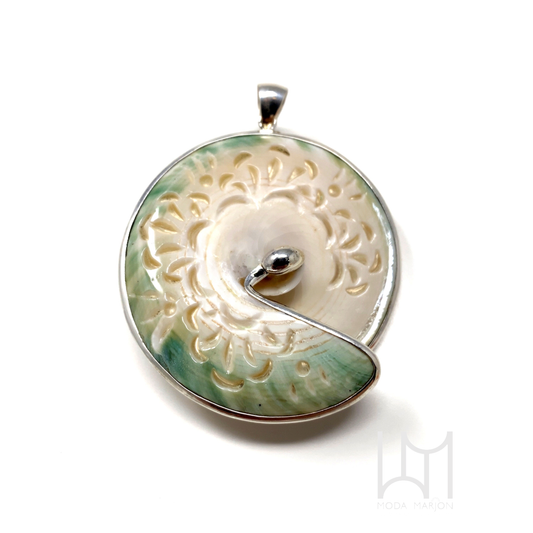 Mother-of-Pearl Carved Nautilus Pendant