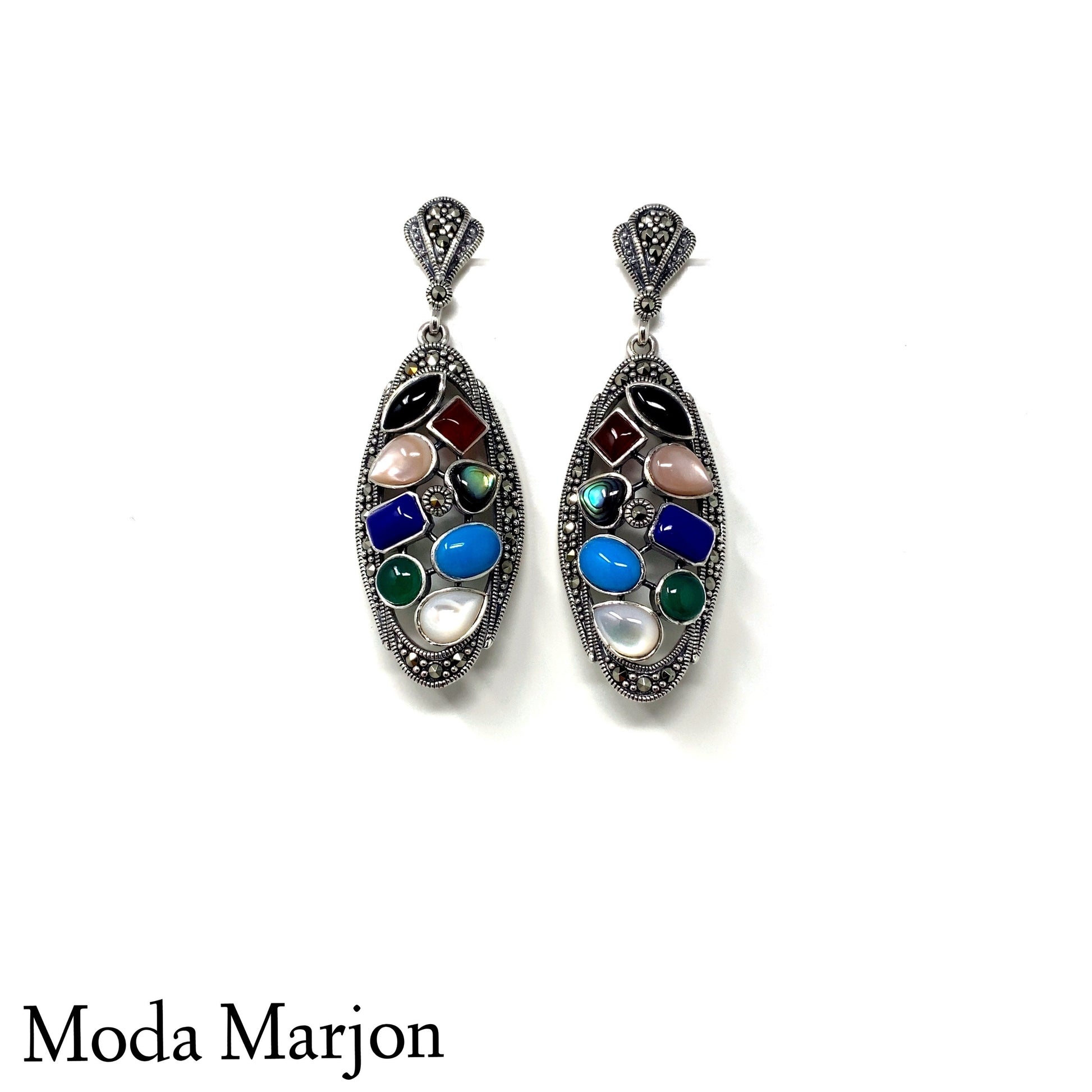 Moda Marjon Multi- Stone Drop Earrings - Moda Marjon 