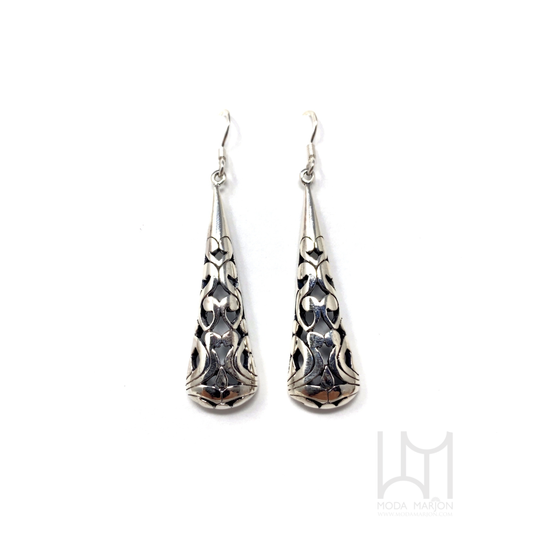 Filigree Silver Drop Earrings
