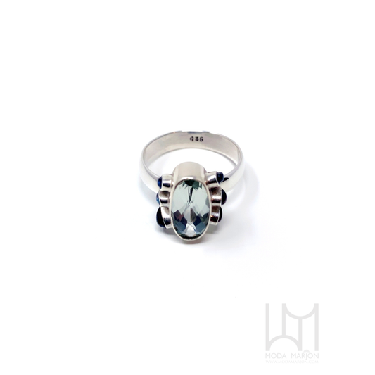 Faceted Green Amethyst Ring