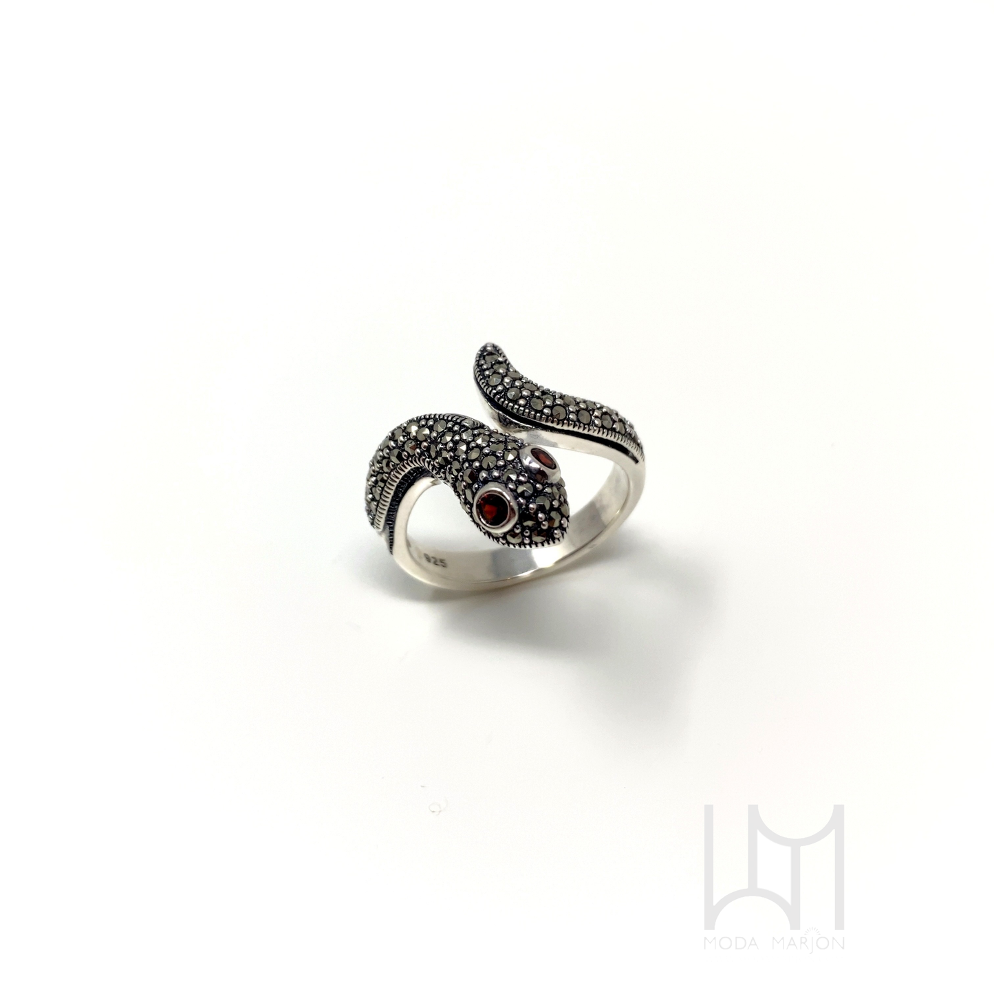 Small Marcasite Snake Wrap Ring
