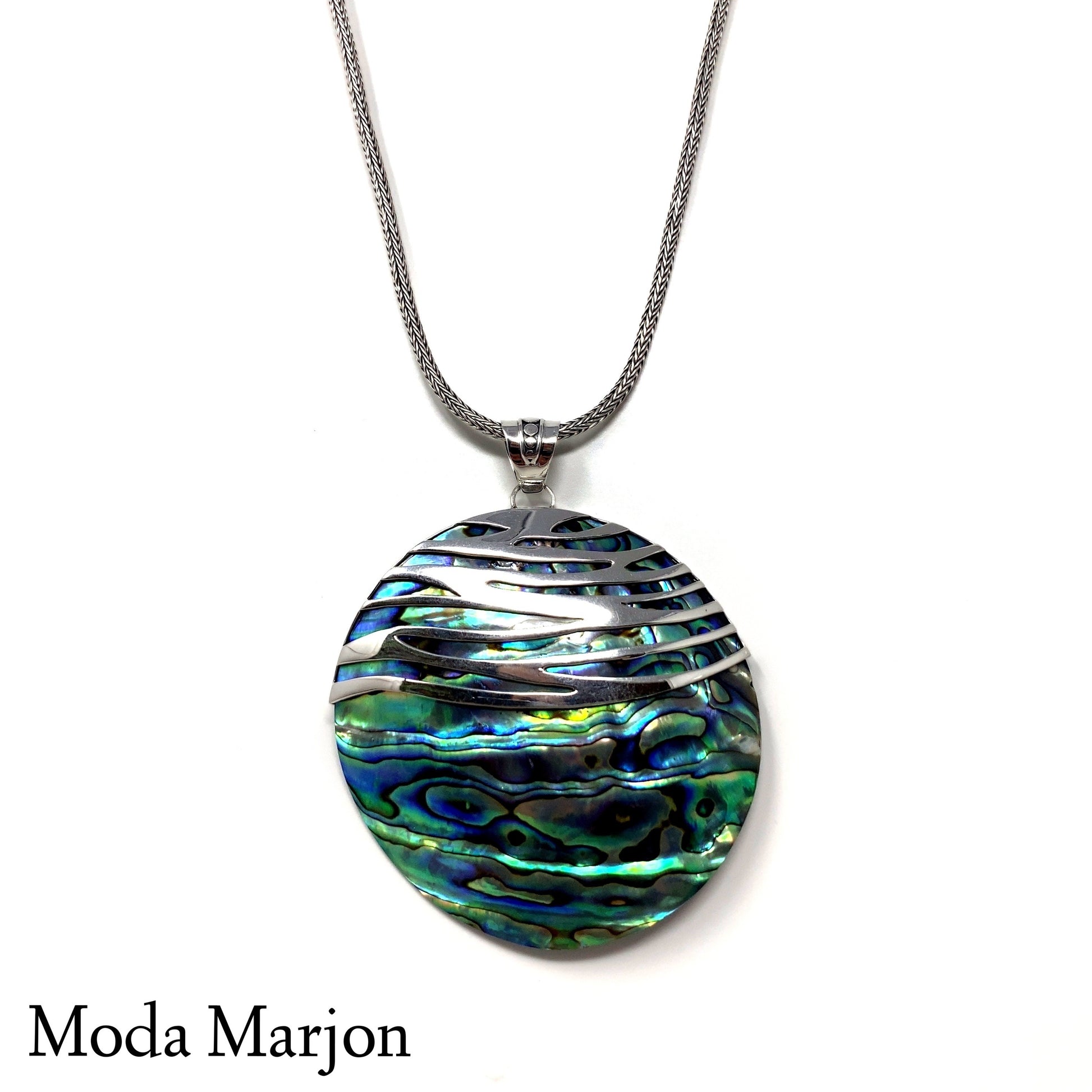 Large Paua Shell Pendant - Moda Marjon 