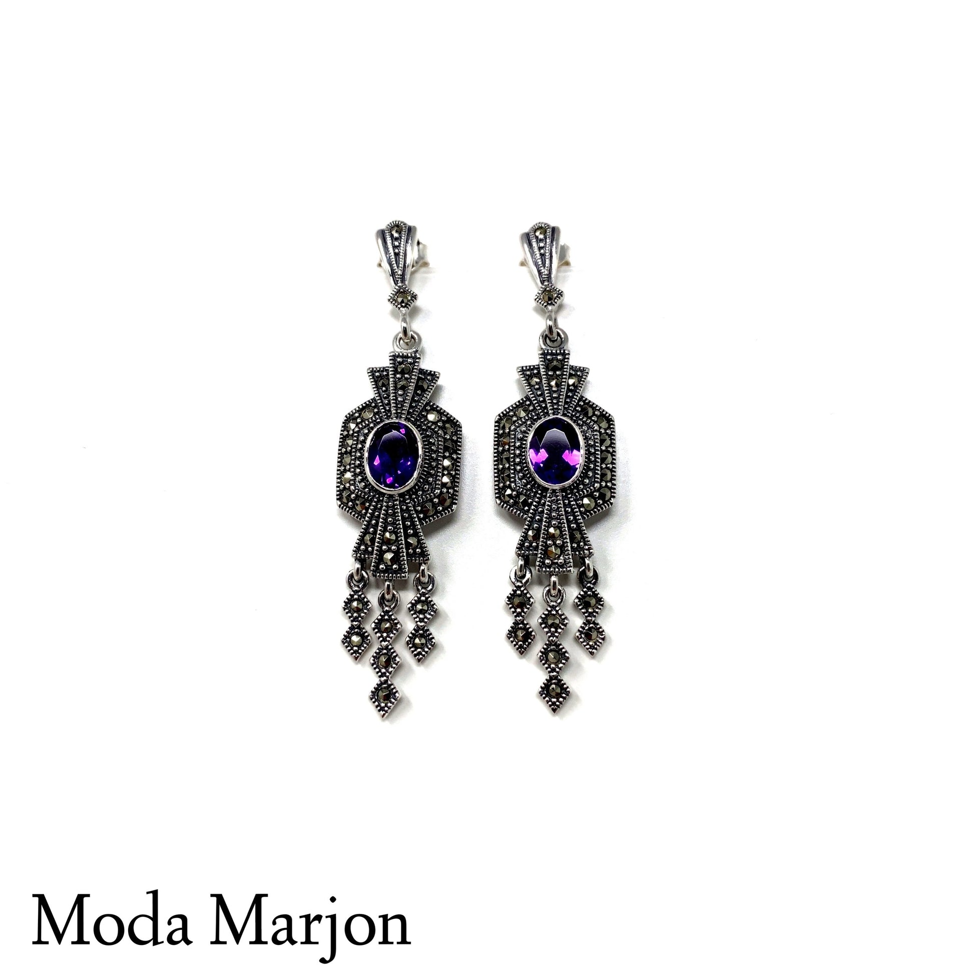 Moda Marjon Chandelier Amethyst drop earrings - Moda Marjon 