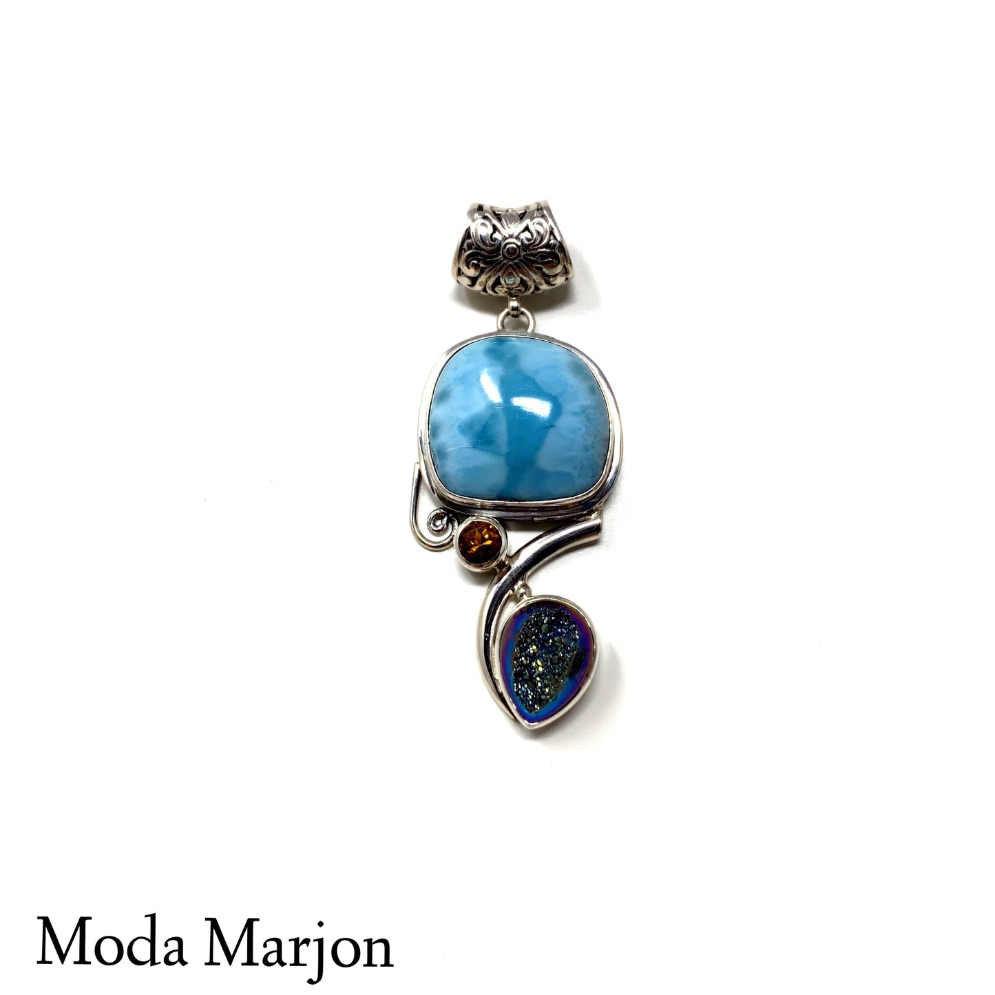 Moda Marjon Larimar/Druzy Pendant - Moda Marjon 