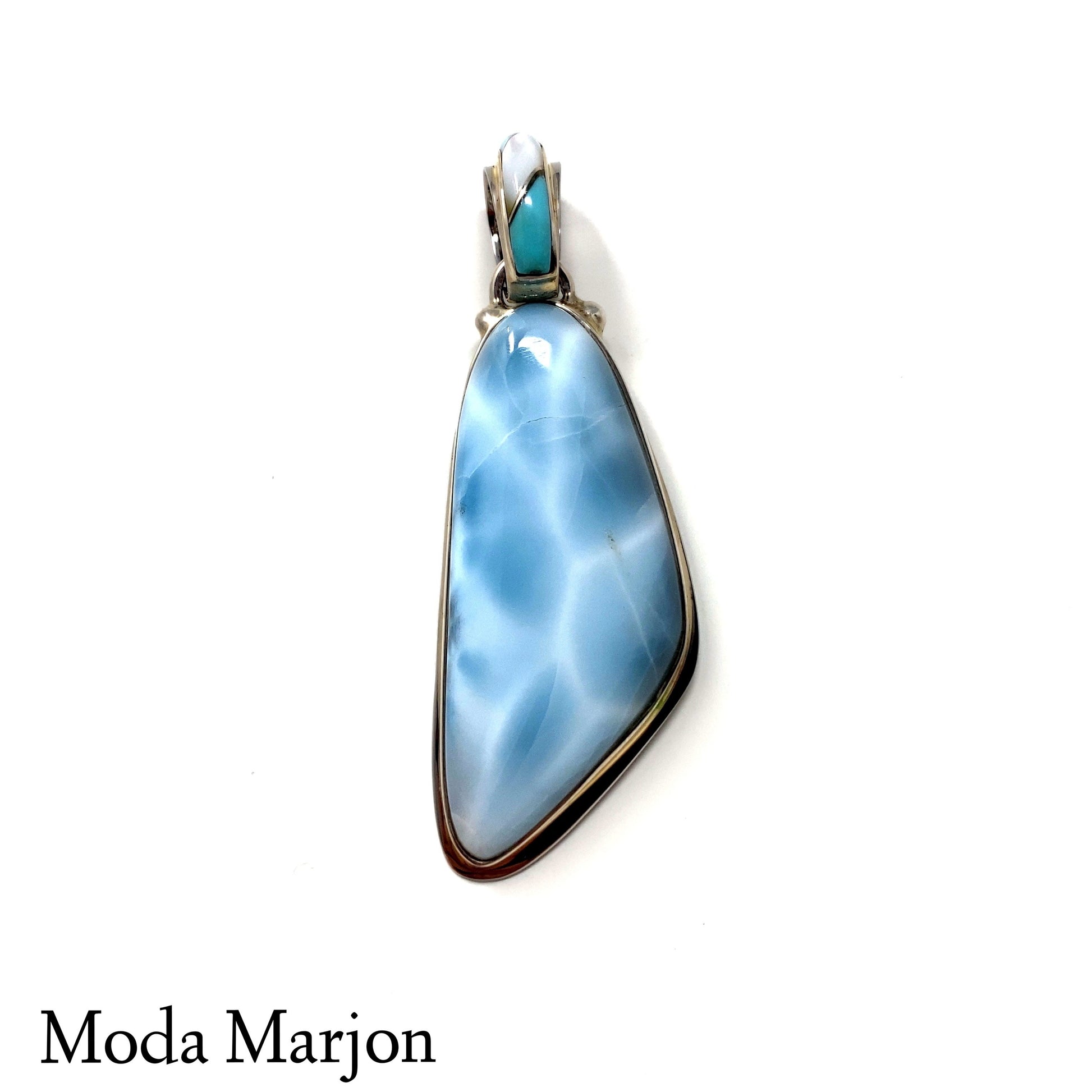 Inlay-Drop Larimar Pendant - Moda Marjon 