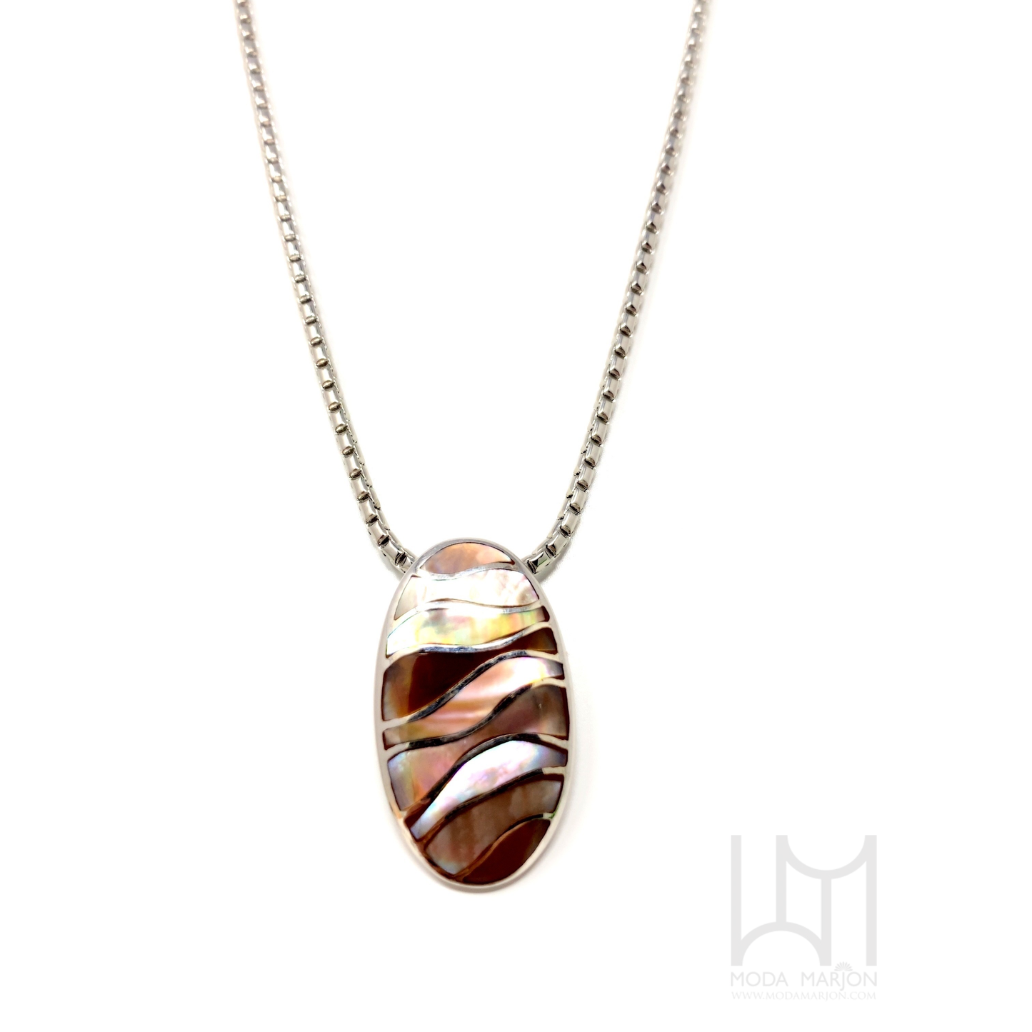 Mosaic Inlay Multi-shades Of Mother-Of-Pearl Pendant