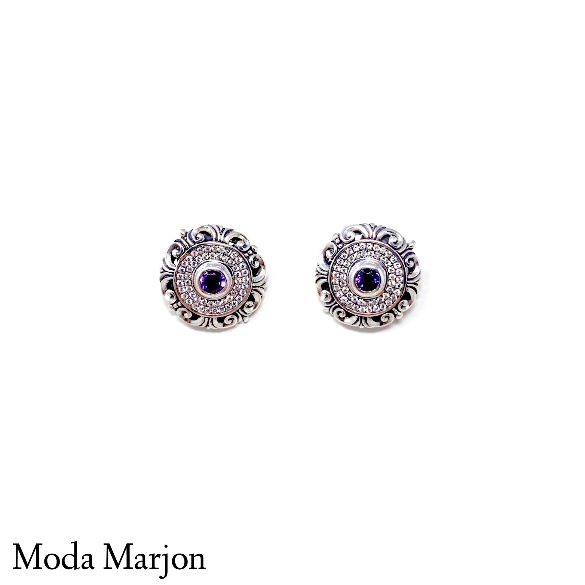 Pave Scroll Vintage Pendant and Earring Set - Moda Marjon 