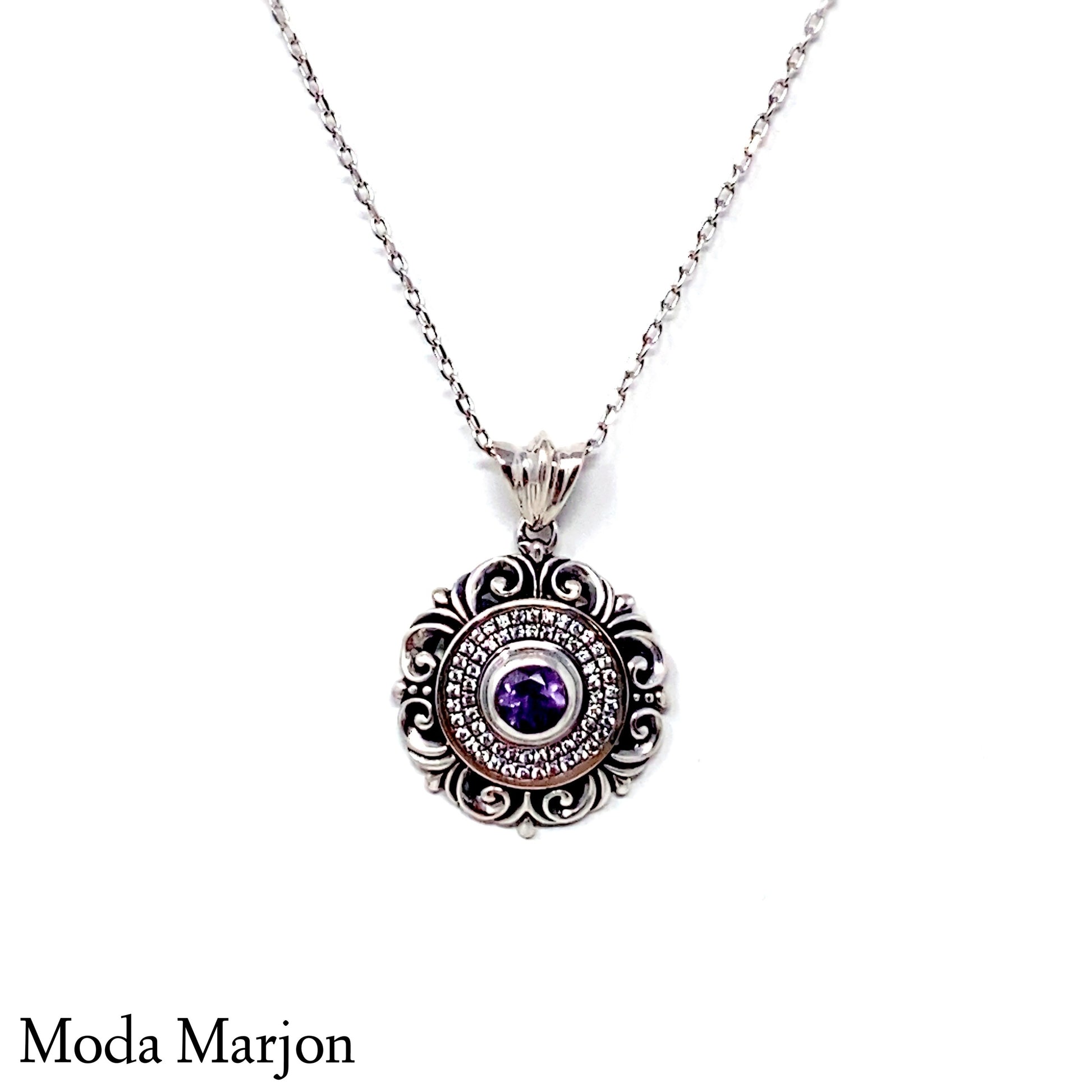 Pave Scroll Vintage Pendant and Earring Set - Moda Marjon 