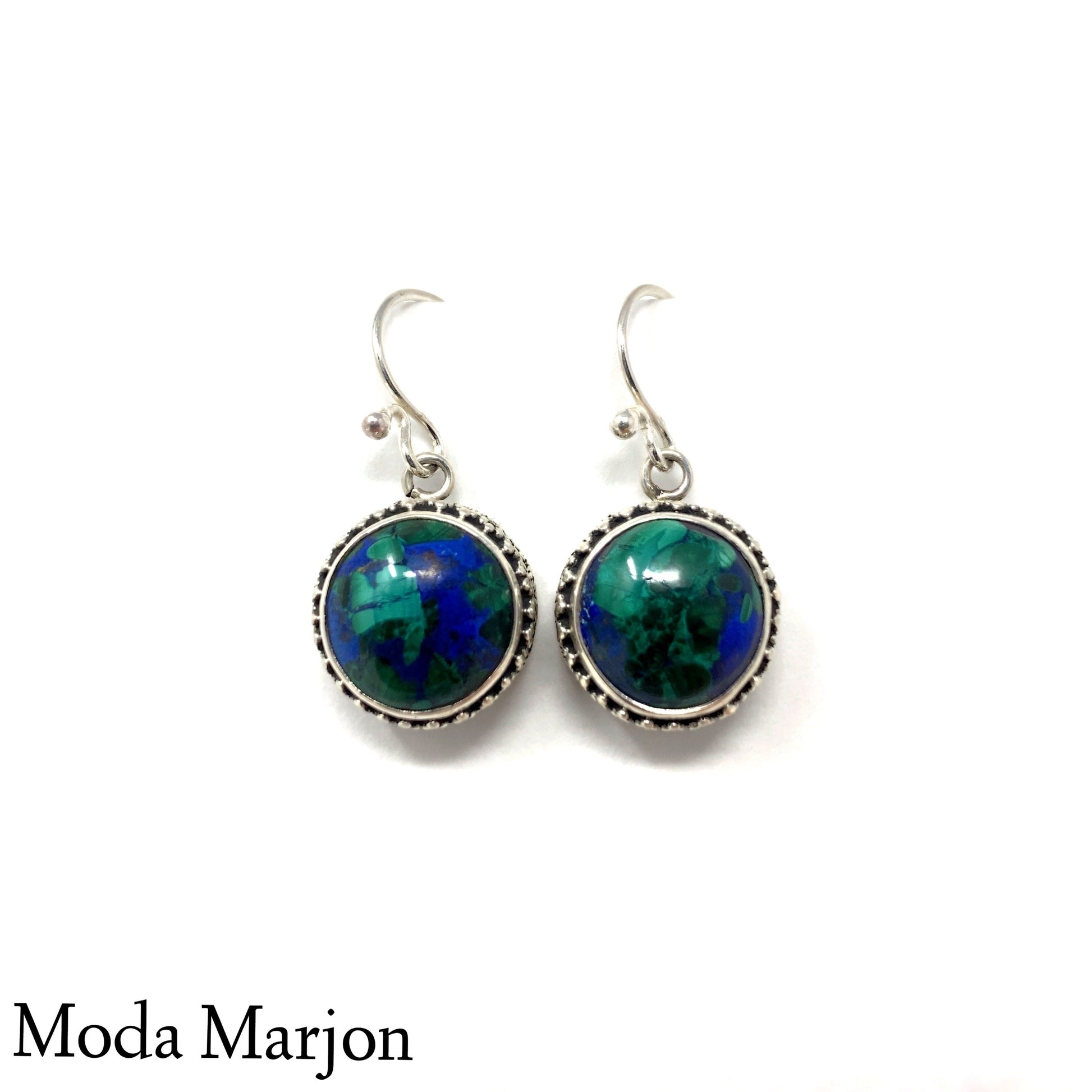 Azurite Filigree Drop Earrings - Moda Marjon 