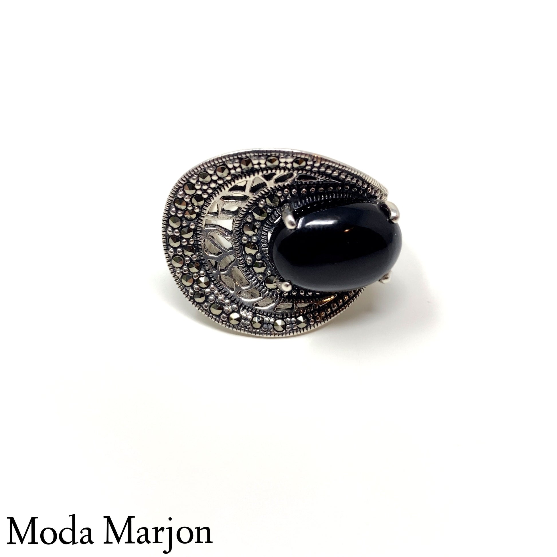 Black Onyx Cocktail Ring - Moda Marjon 