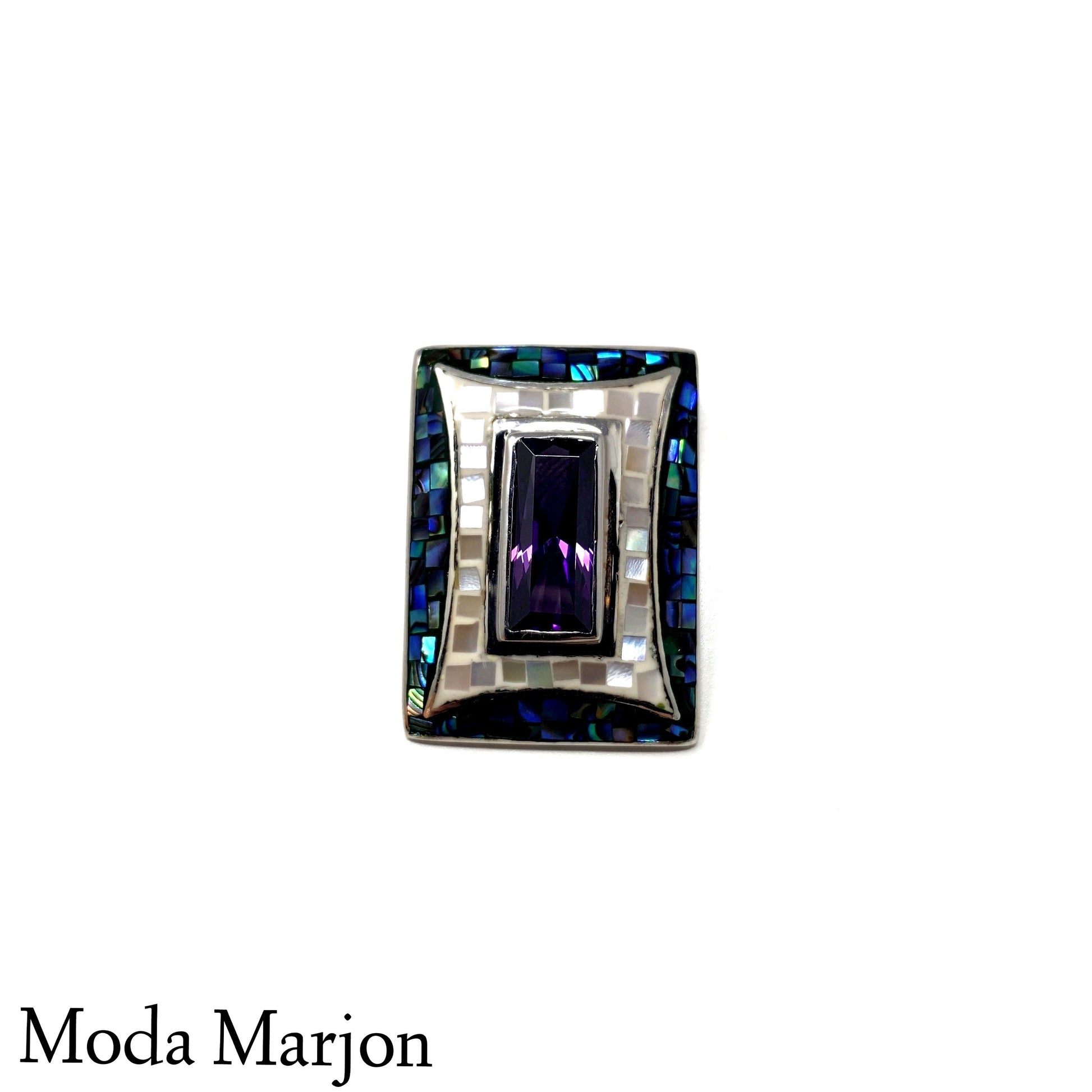 Mosaic Inlay Amethyst Pendant - Moda Marjon 
