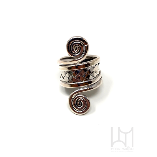 Oversized Woven Silver Ring