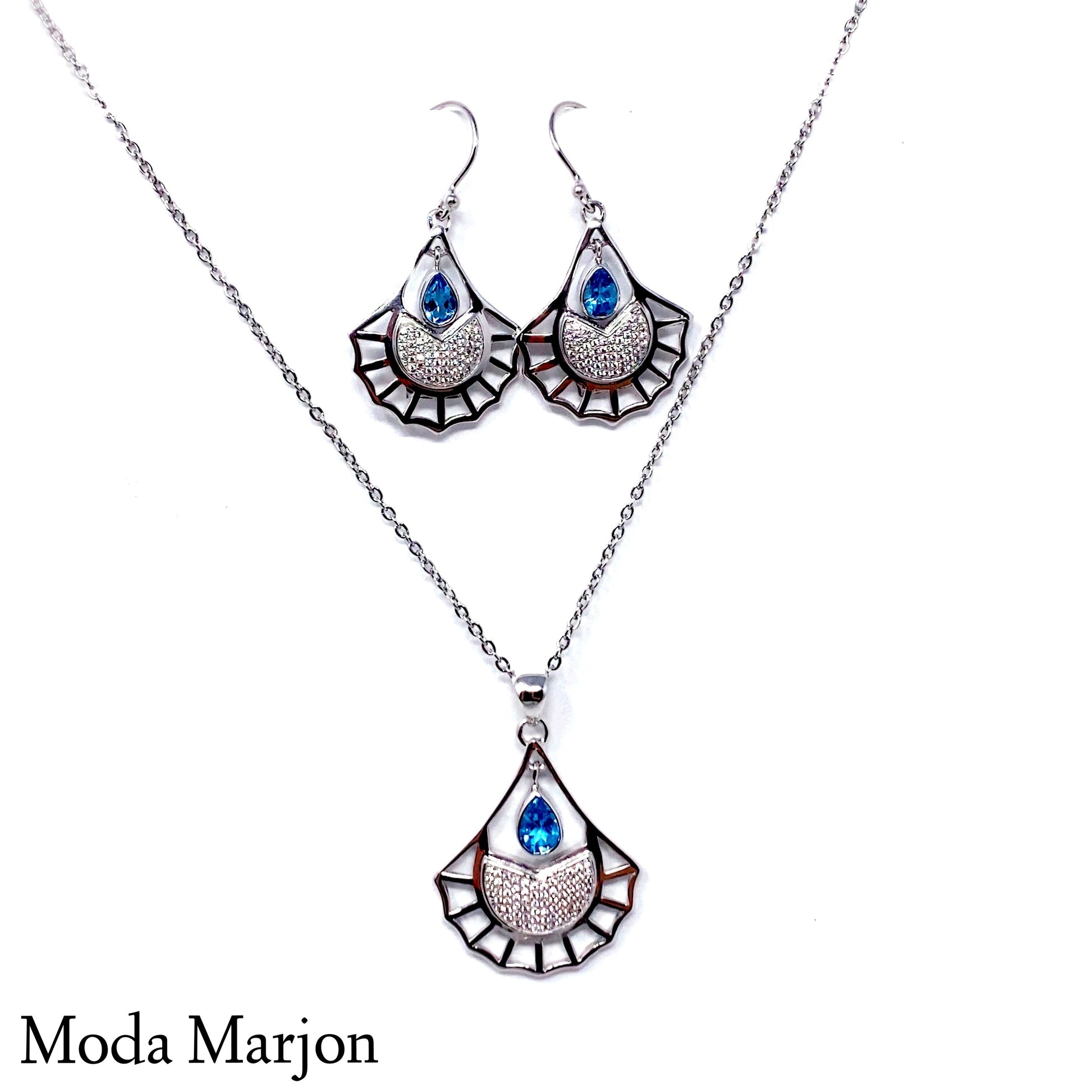 Moda Marjon Classic Tear Drop Cut Out Pattern Pendant/Earring Set - Moda Marjon 