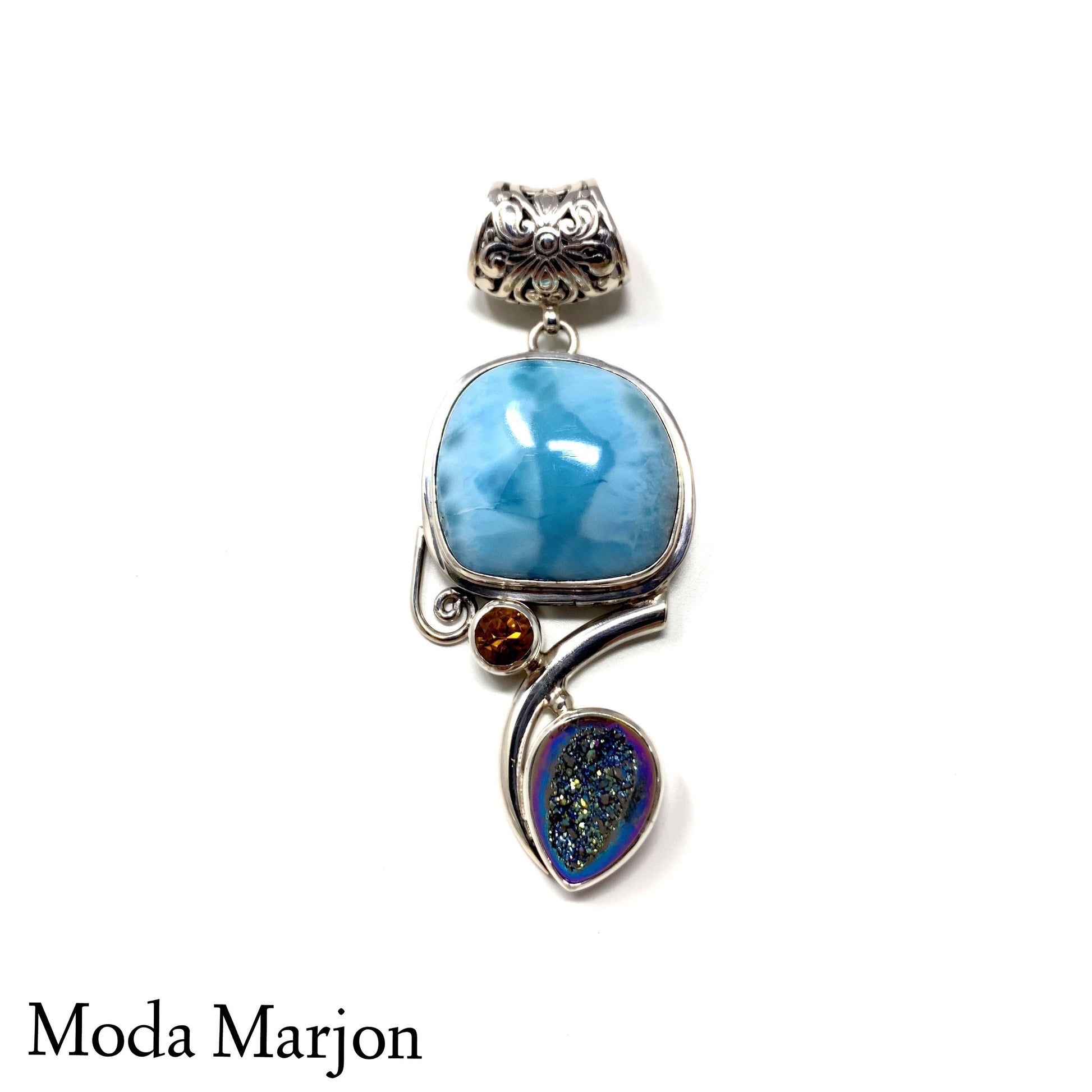 Moda Marjon Larimar/Druzy Pendant - Moda Marjon 