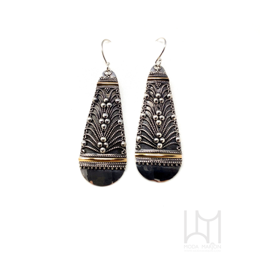 Mix Metal Filigree Drop Earrings