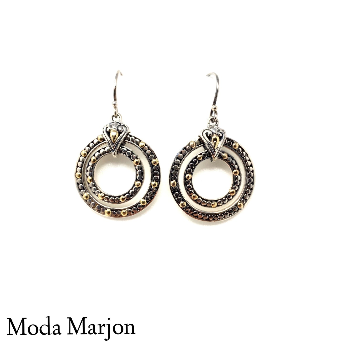 Sterling Silver 18K Mix Drop Earrings - Moda Marjon 