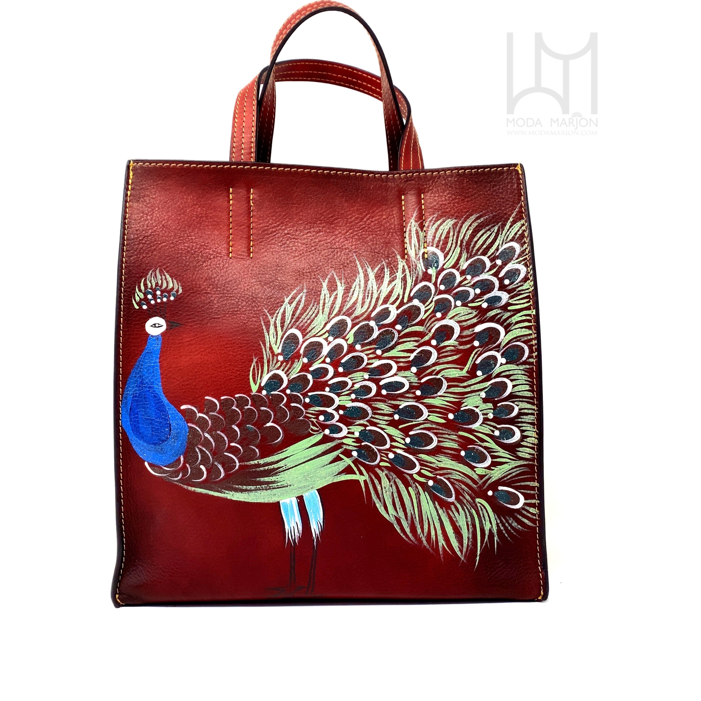 Hand Painted Peacock Tote HandBag