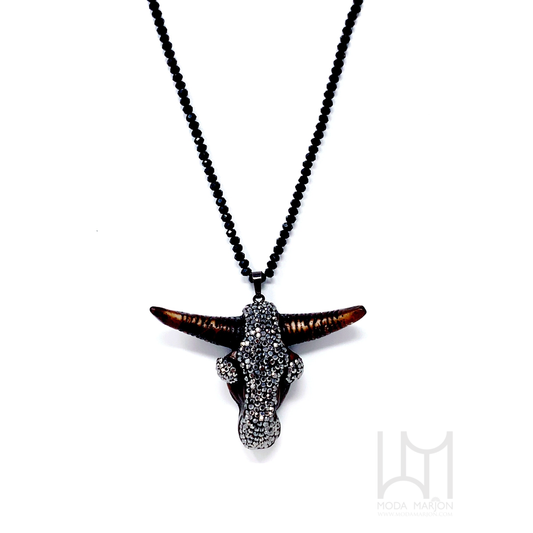 Bull Horn Skull Pendant