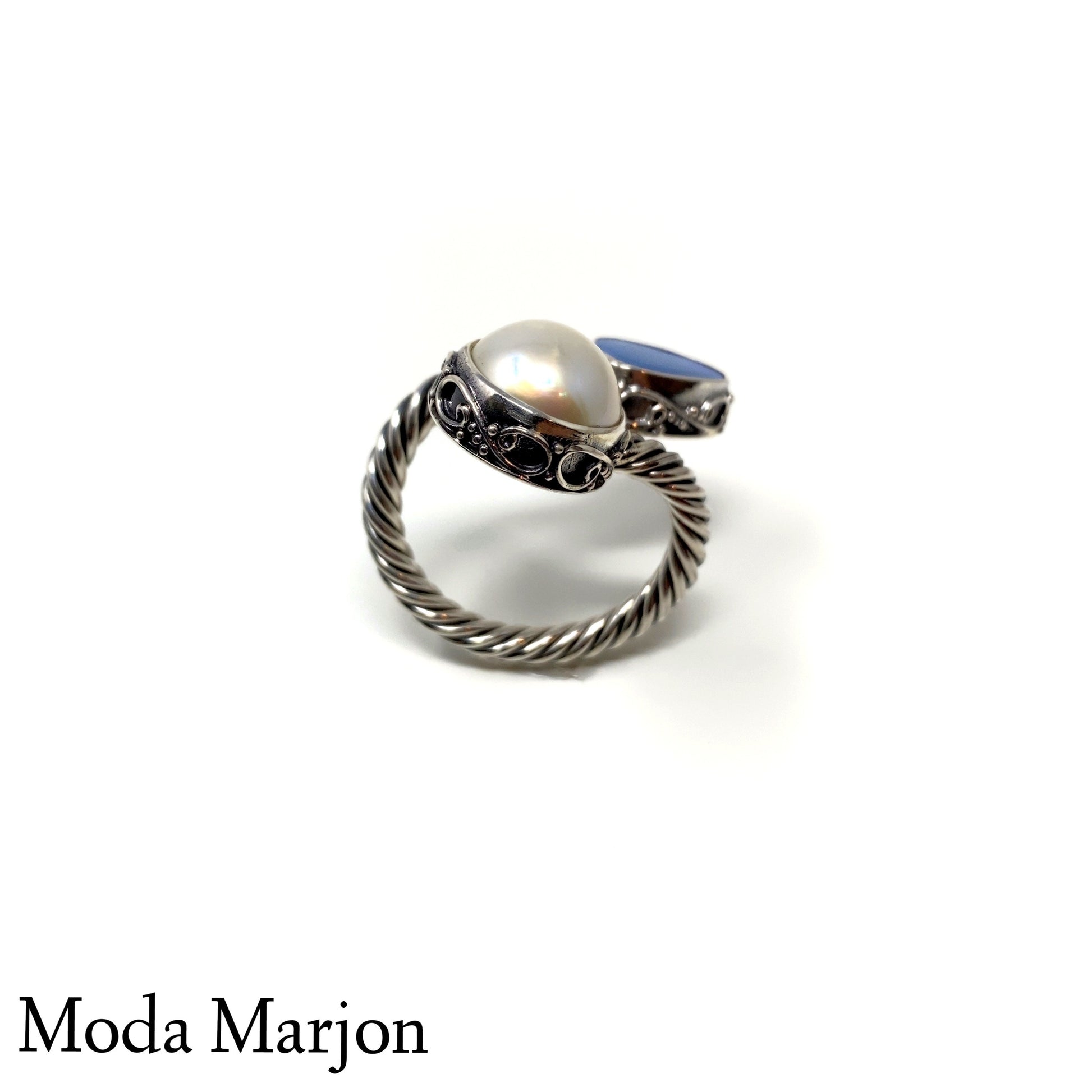 Bypass Cable Pearl And Opal Ring - Moda Marjon 