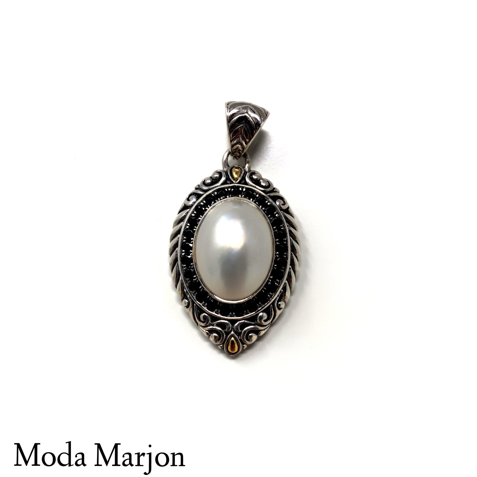 Mix Metal Mabe and Black Spinel Pendant - Moda Marjon 