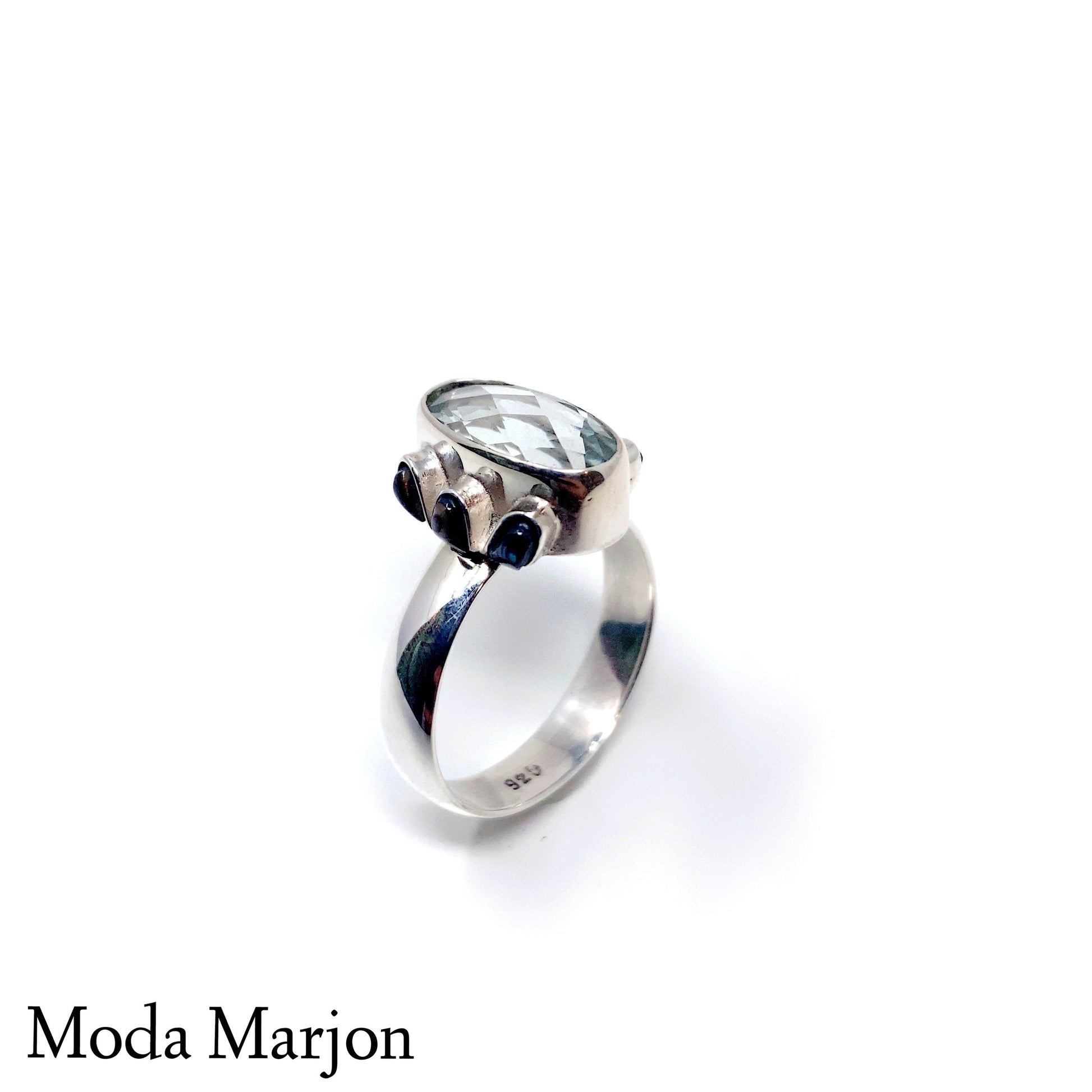 Faceted Green Amethyst Ring - Moda Marjon 