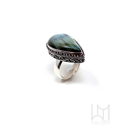 Tear Drop Labradorite Ring
