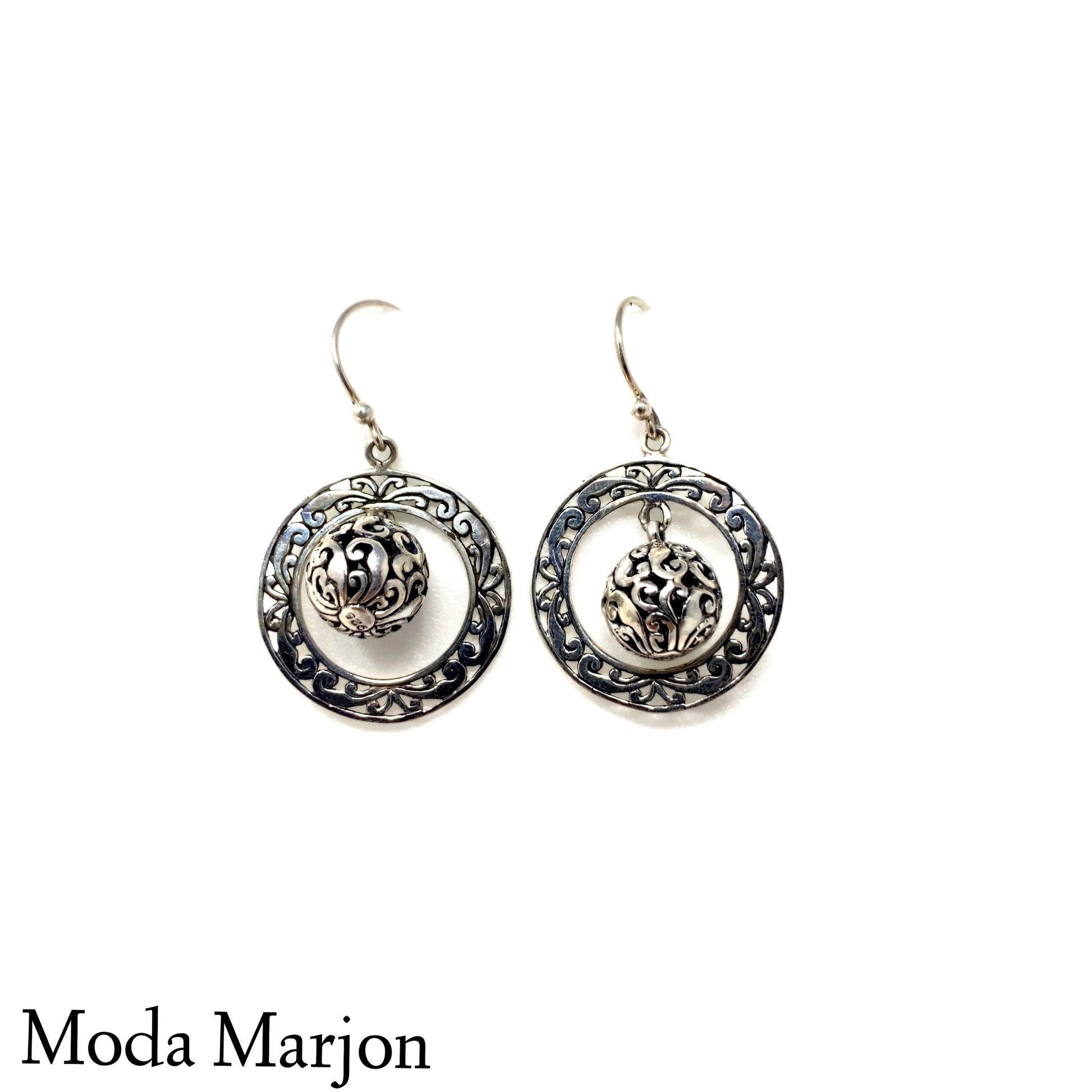 Round Drop Filigree Earrings - Moda Marjon 