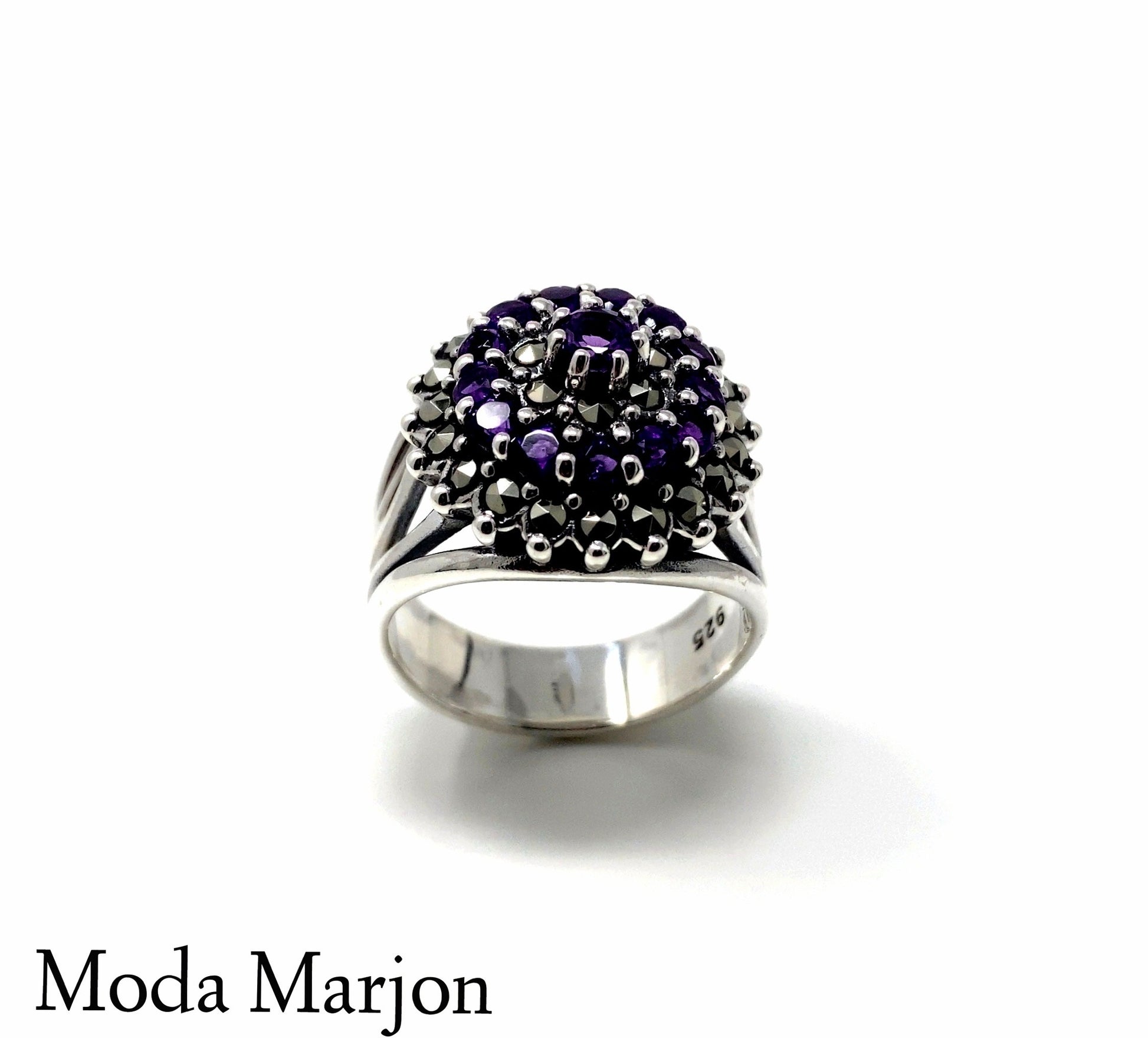 Marcasite Amethyst Ring - Moda Marjon 
